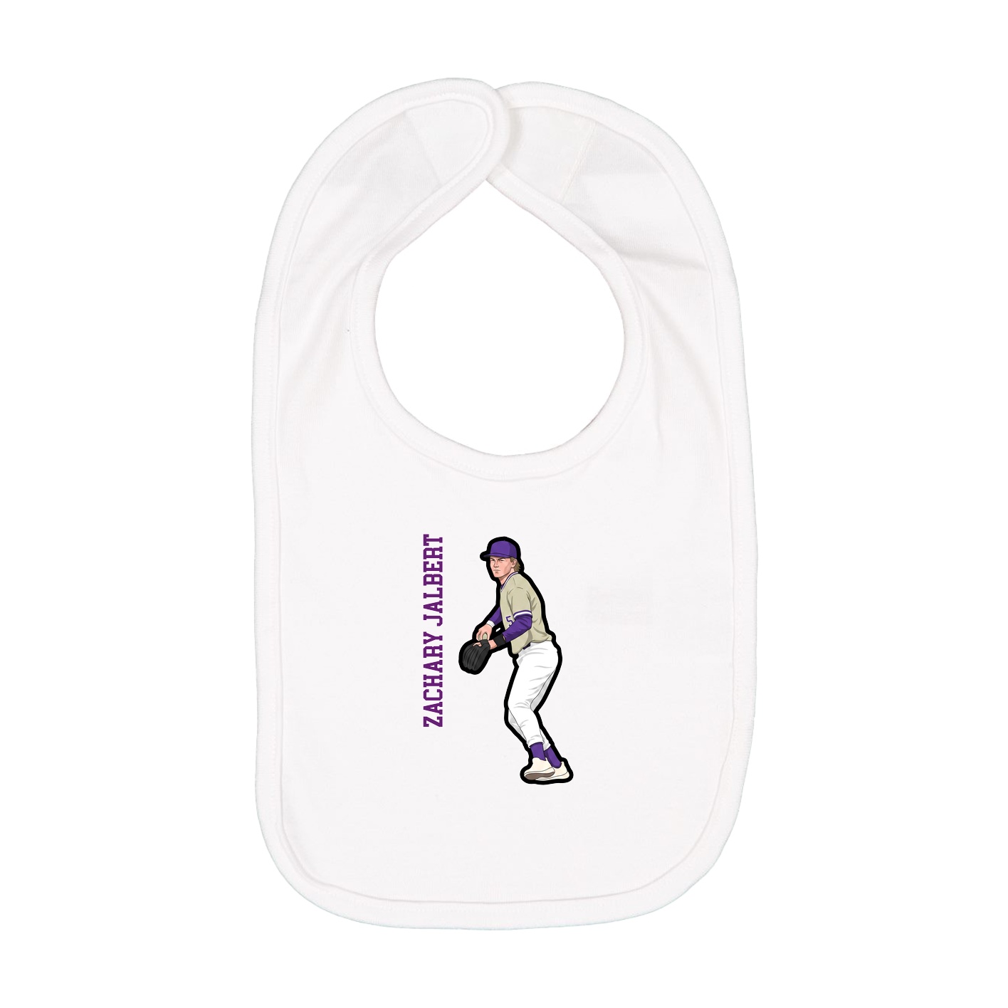 Infant Bib — Name Vertical in White
