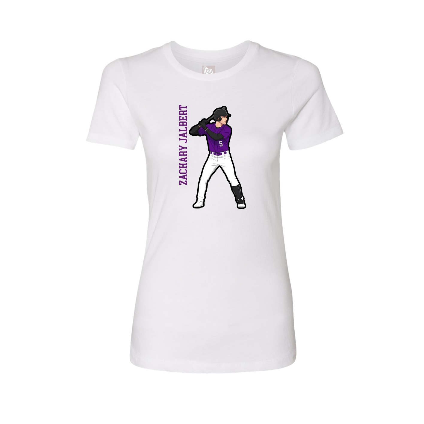 Fitted Women's Tee — Name Vertical in White