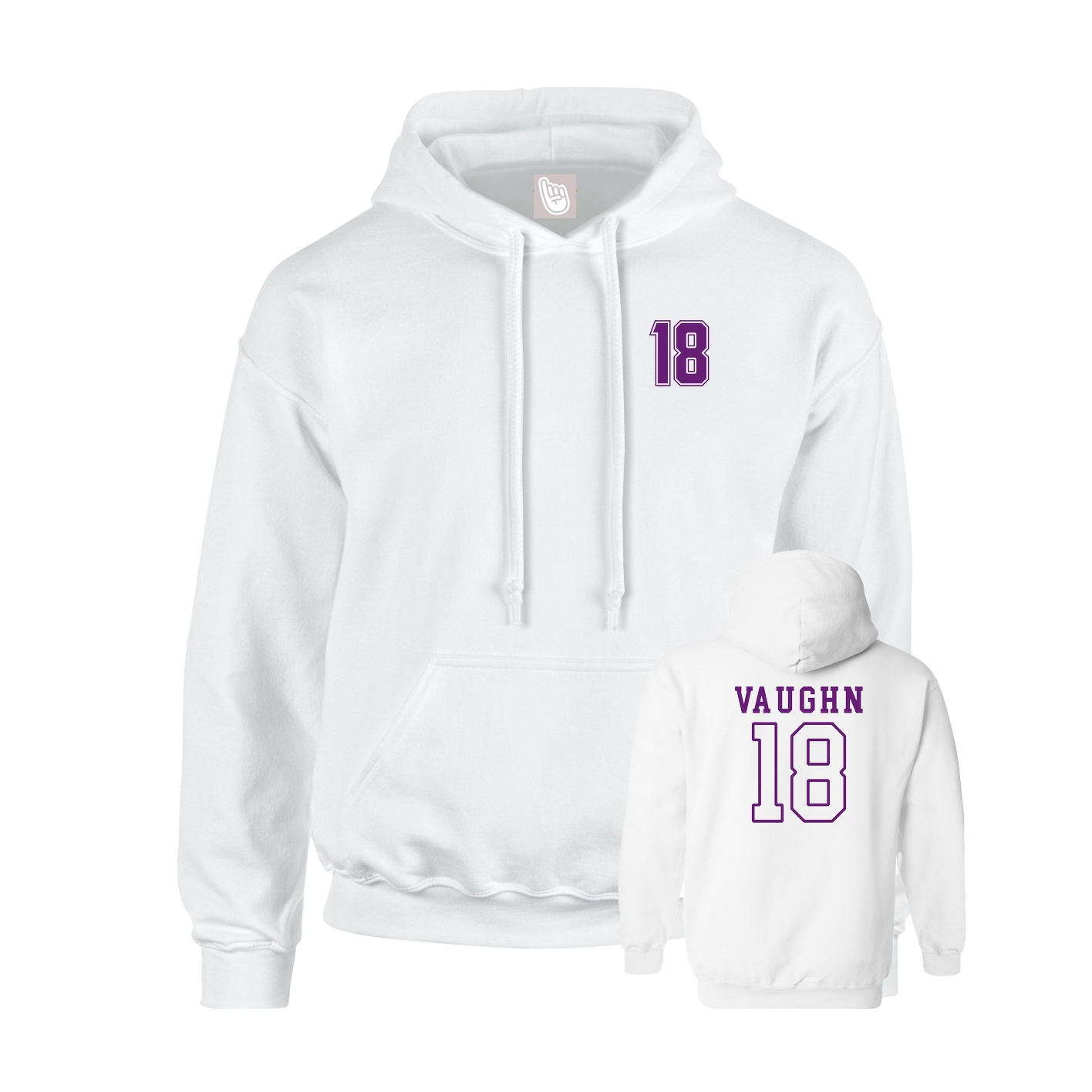 Youth Hoodie — Chest Back in White