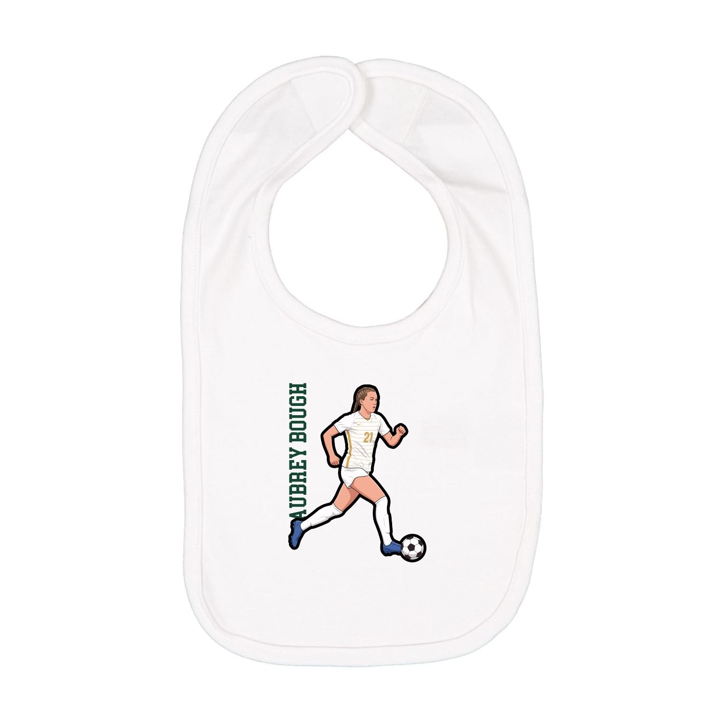 Infant Bib — Name Vertical in White