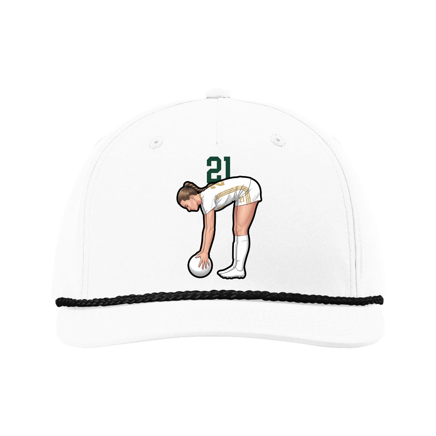 Five-Panel Classic Rope Cap — Number Top in White