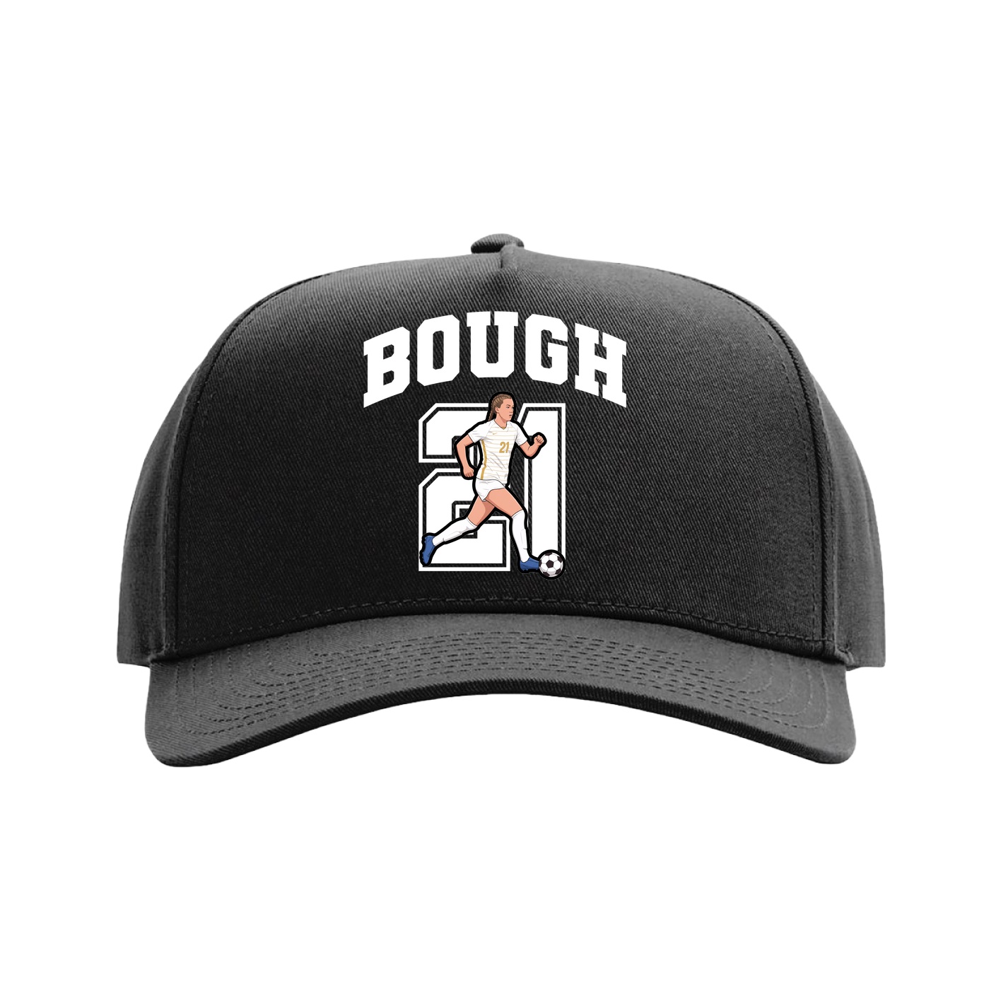 Full Fabric Five-Panel Champ Cap — Number in Black