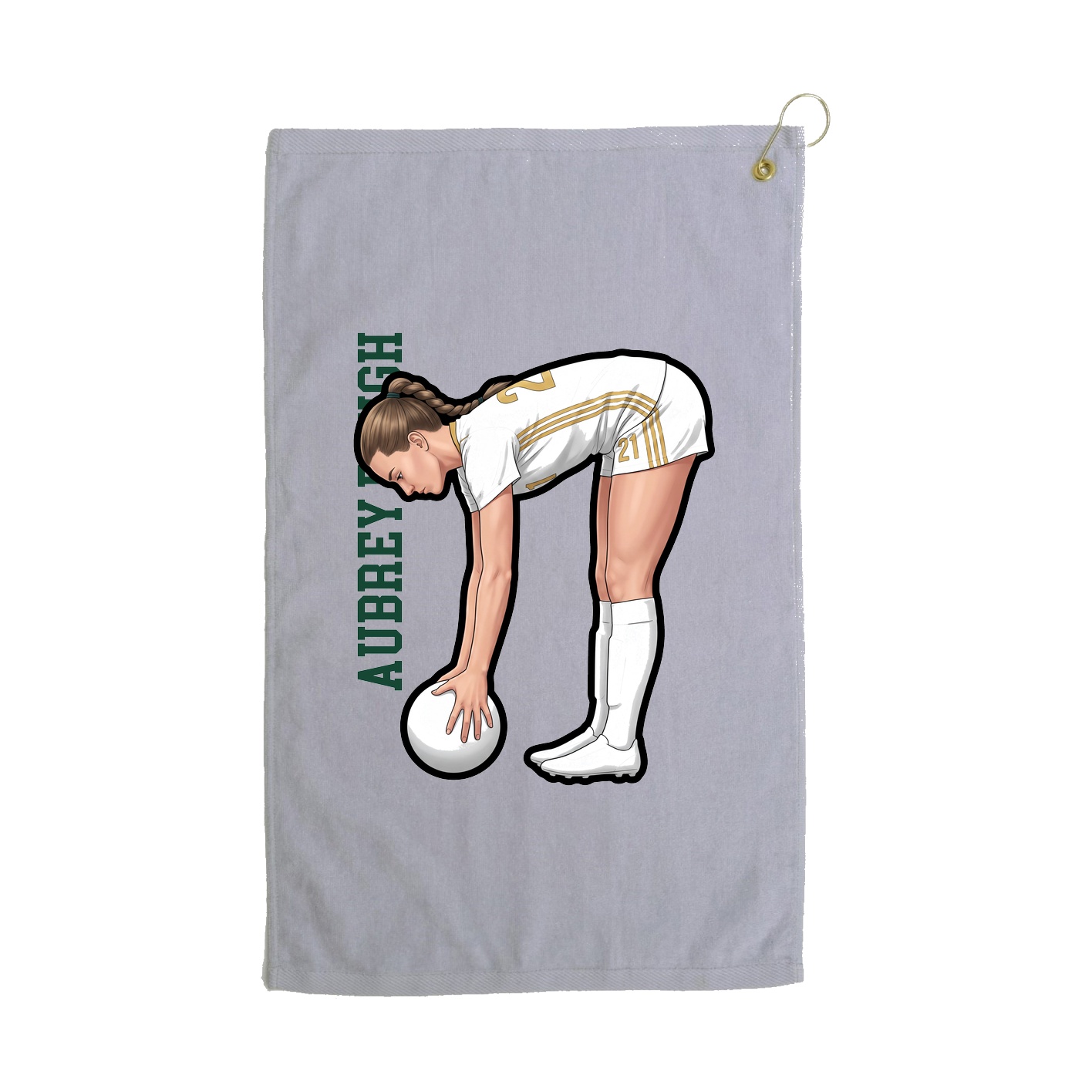 Golf Towel — Name Vertical in Grey