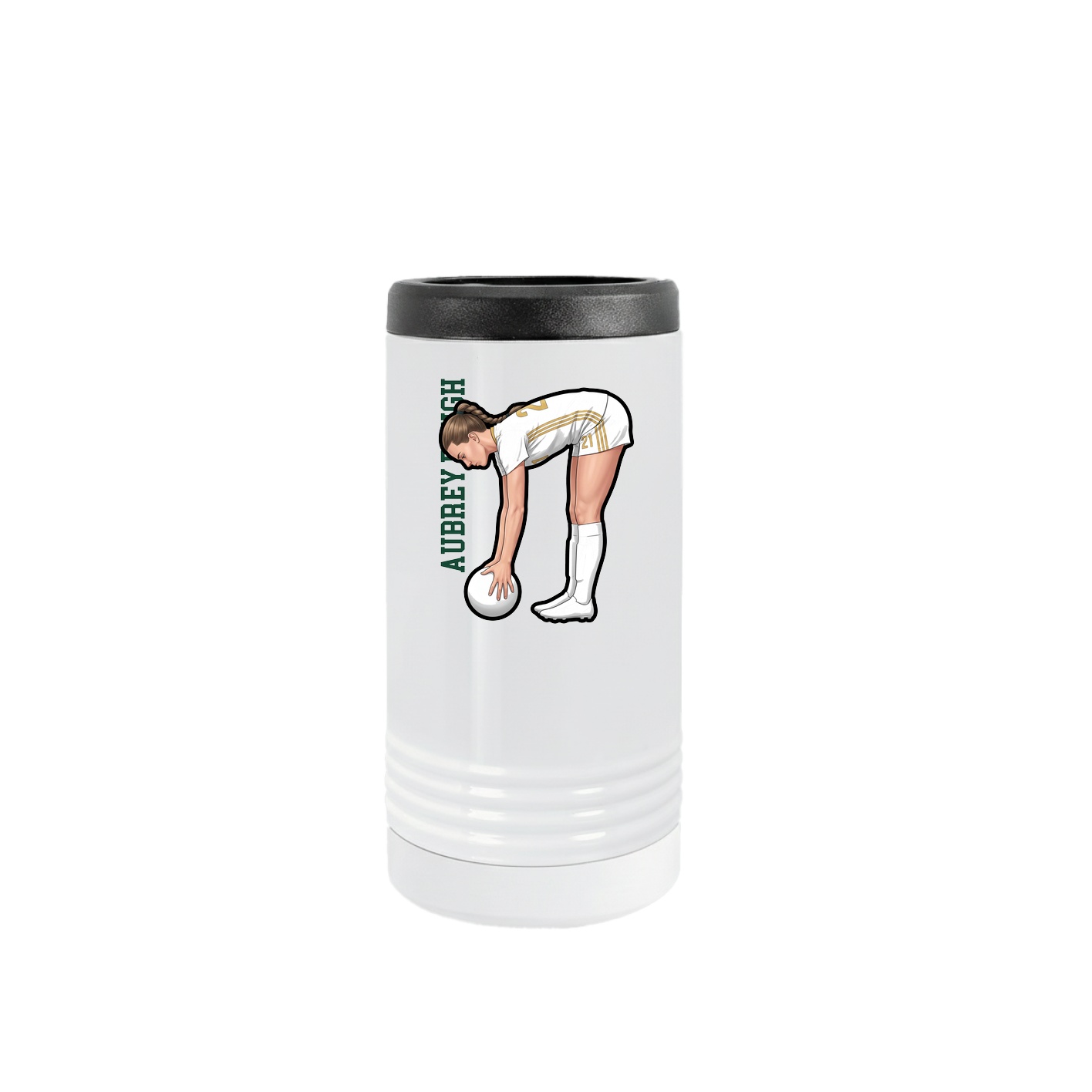 Slim Beverage Holder — Name Vertical in White