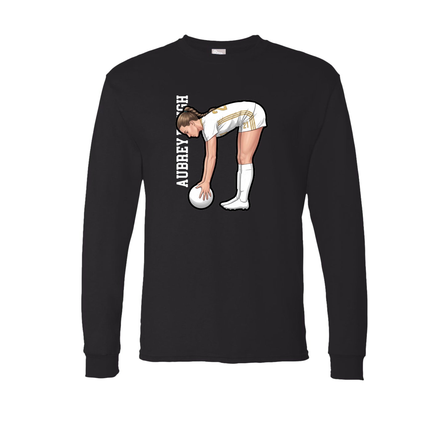 Long Sleeve Tee — Name Vertical in Black