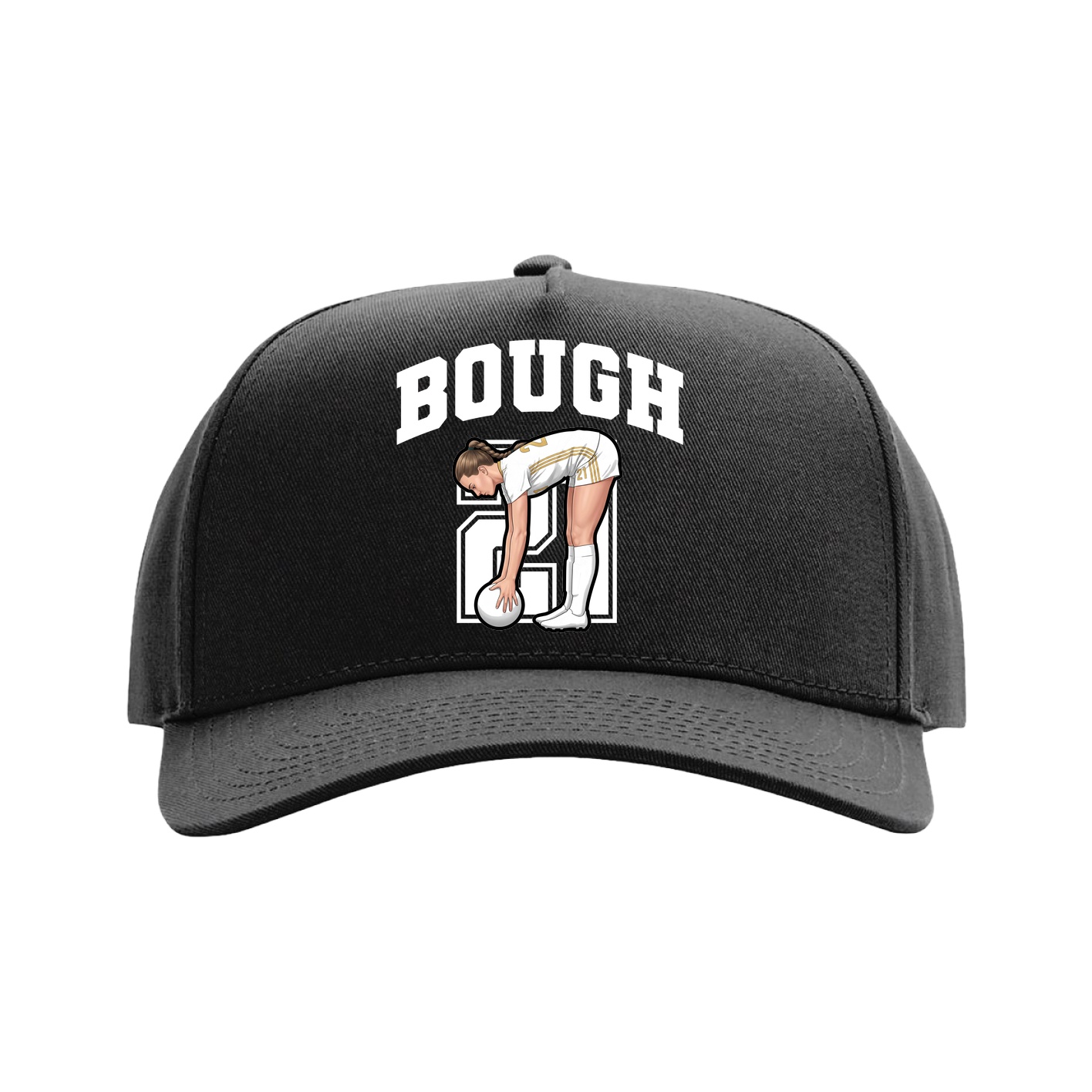 Full Fabric Five-Panel Champ Cap — Number in Black