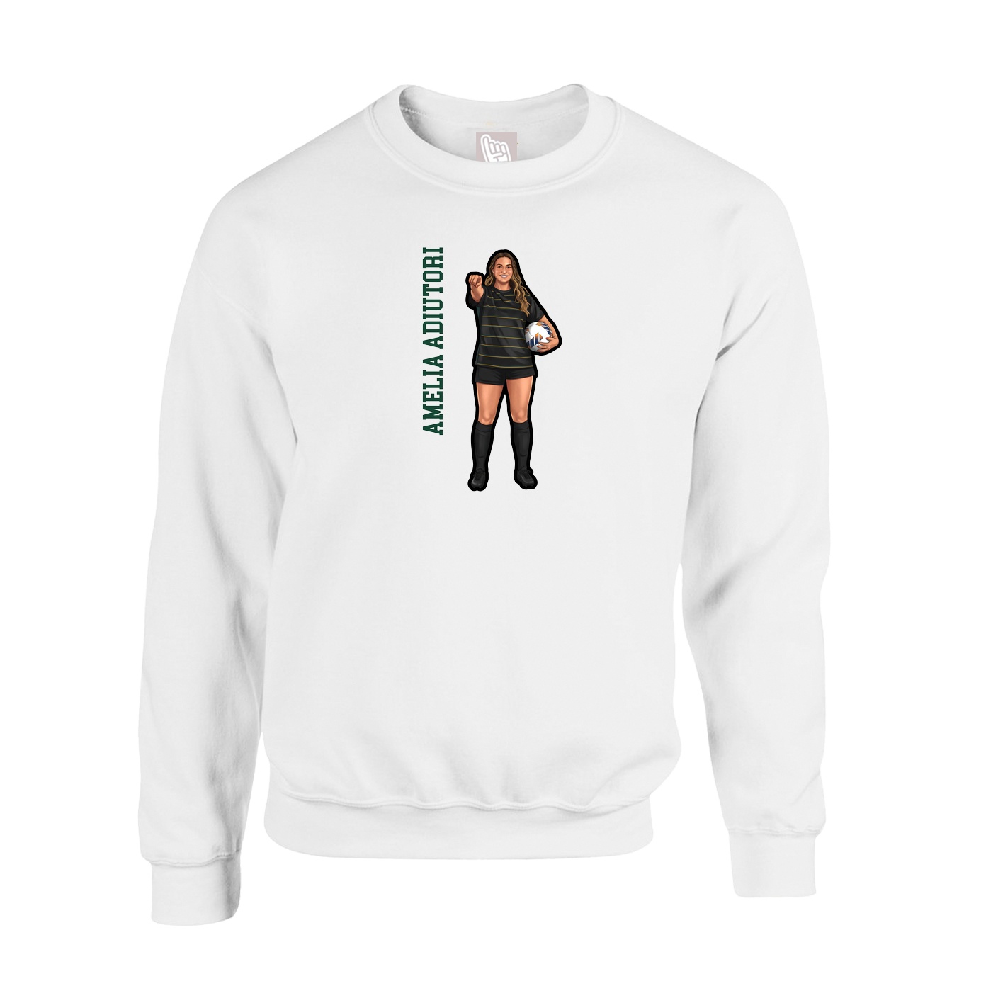 Fleece Crew — Name Vertical in White