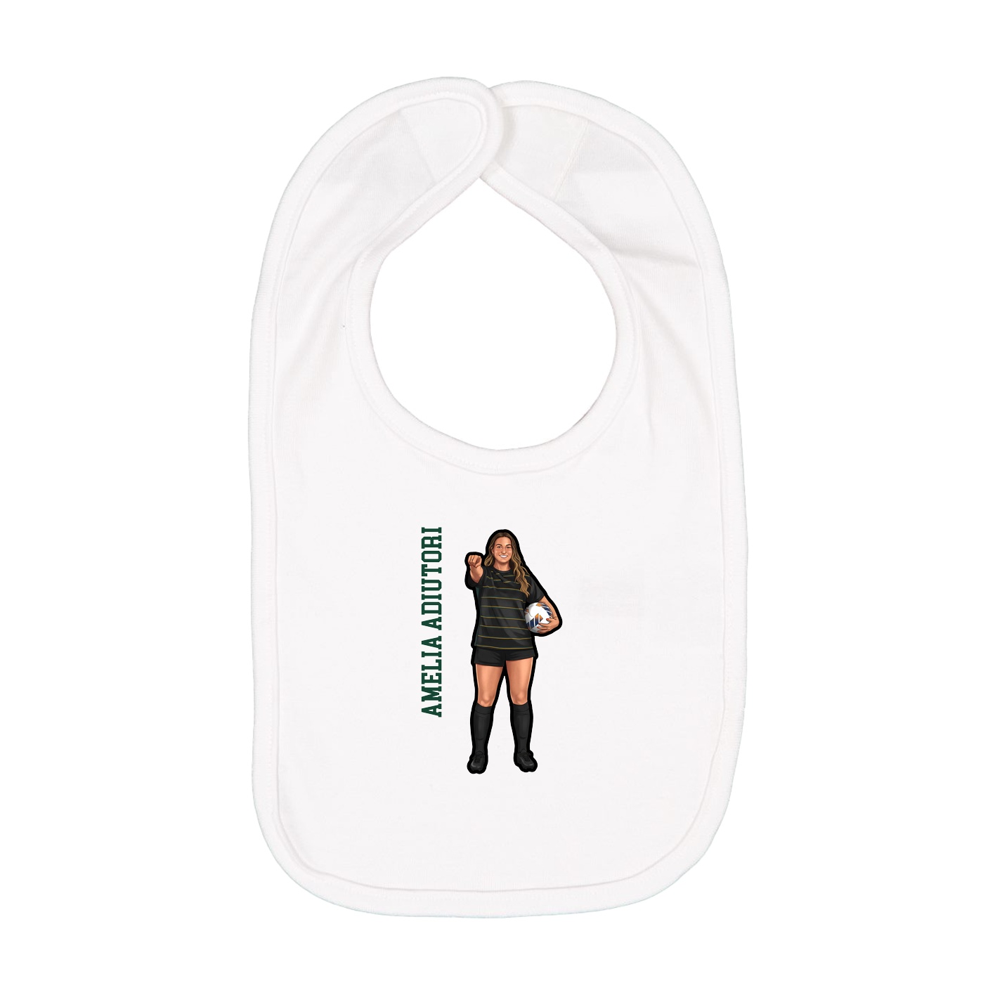 Infant Bib — Name Vertical in White