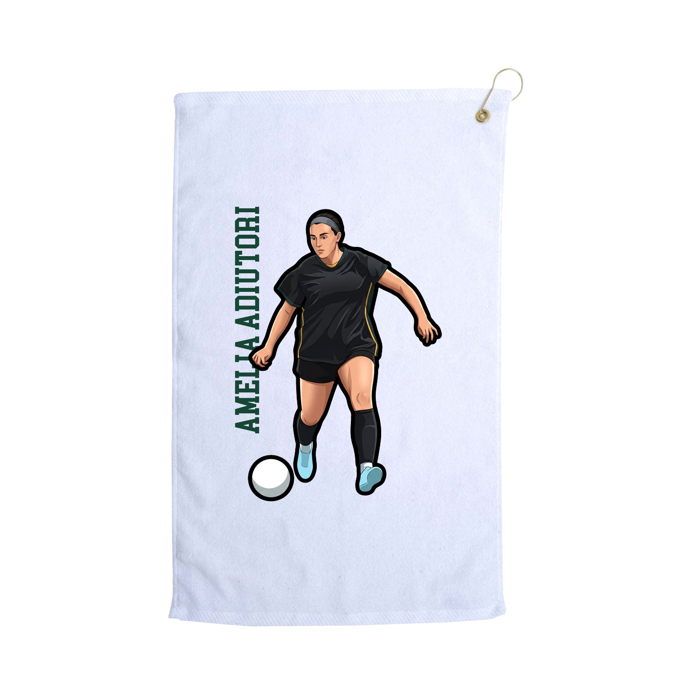 Golf Towel — Name Vertical in White