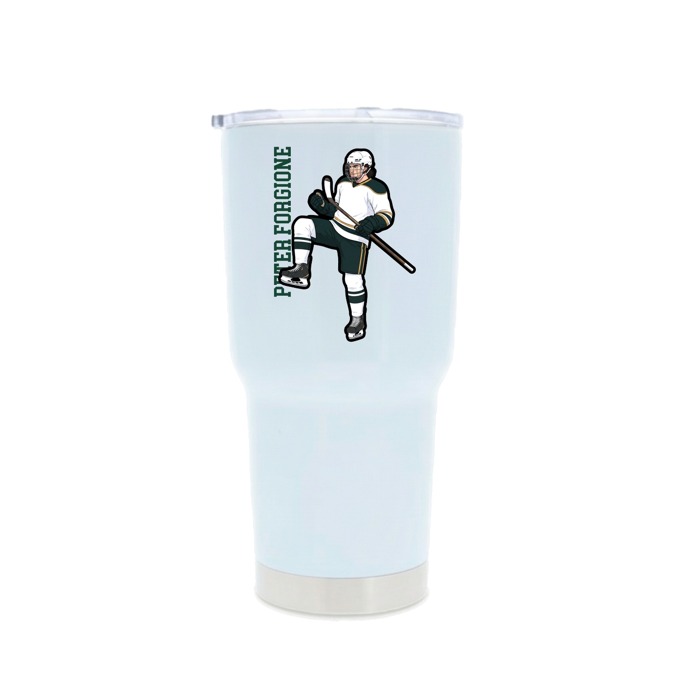30oz Stainless Steel Tumbler — Name Vertical in White