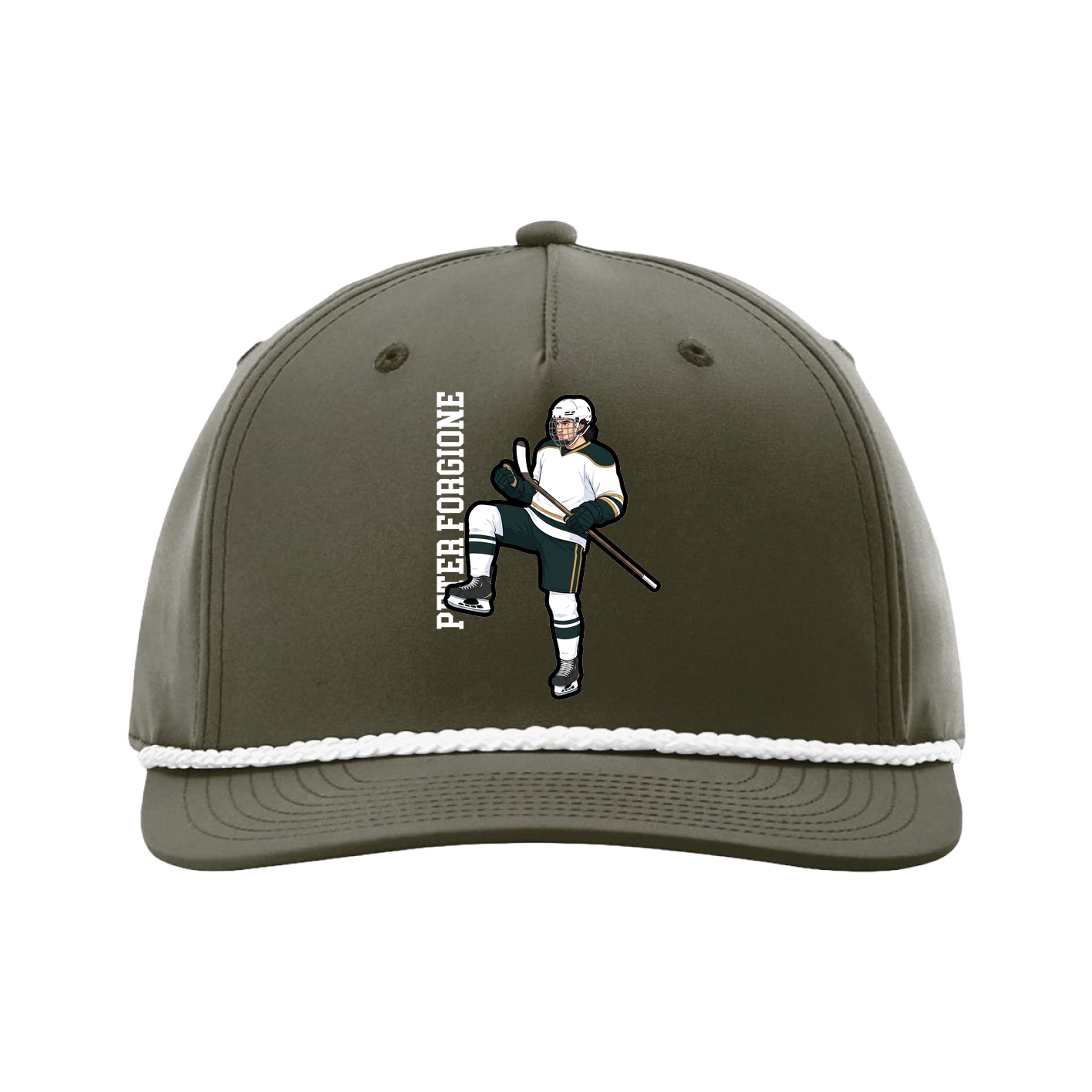 Five-Panel Classic Rope Cap — Name Vertical in Green
