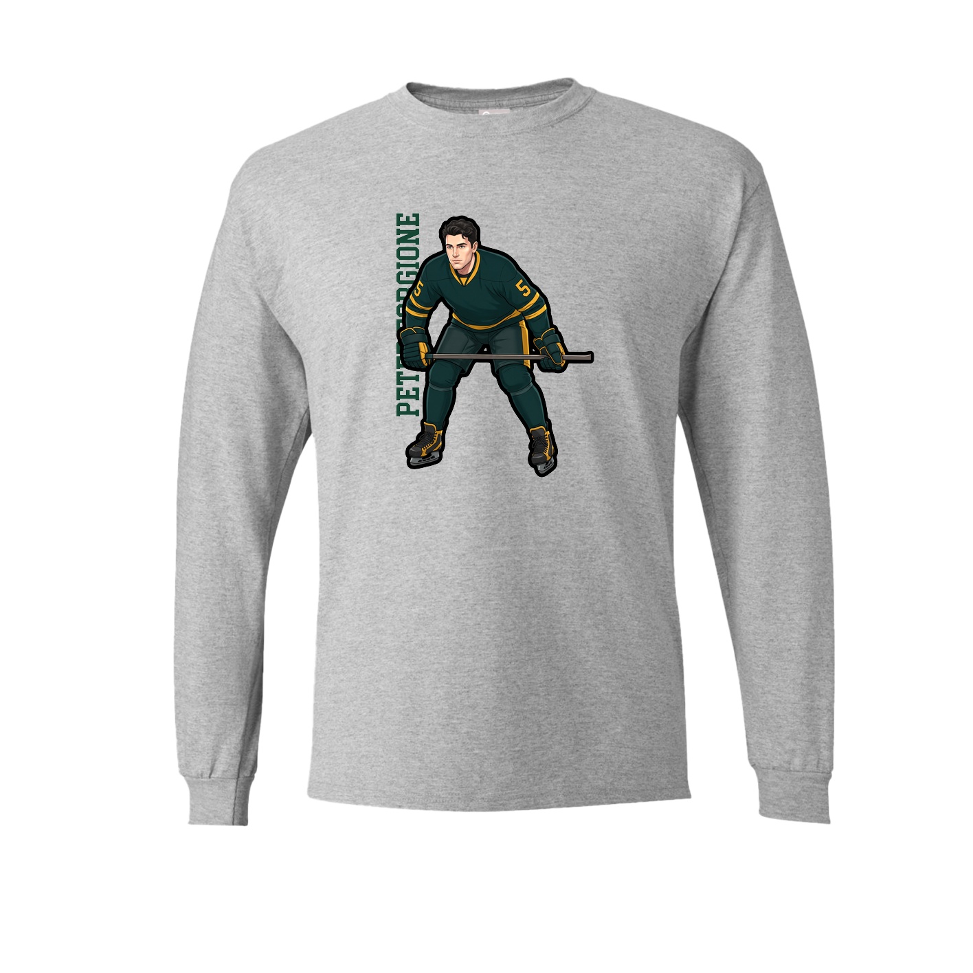 Long Sleeve Tee — Name Vertical in Grey