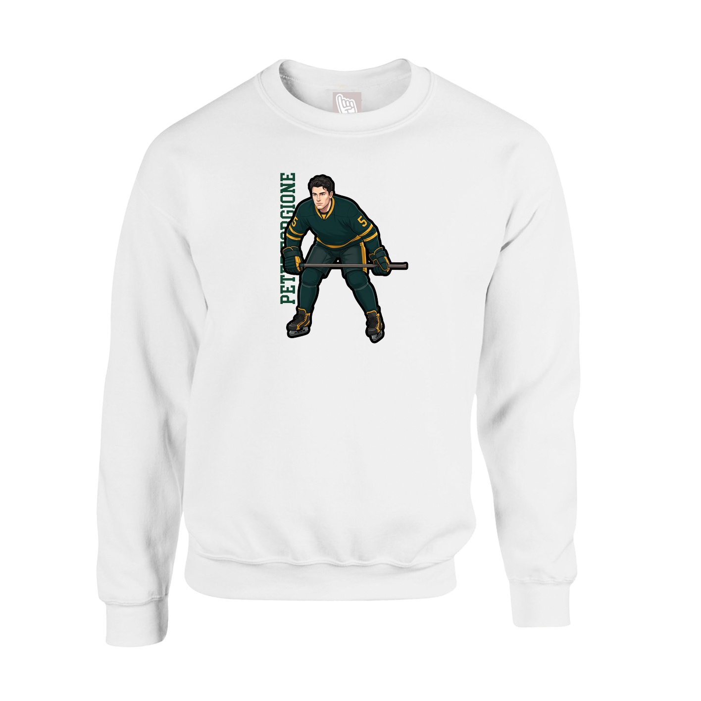 Fleece Crew — Name Vertical in White