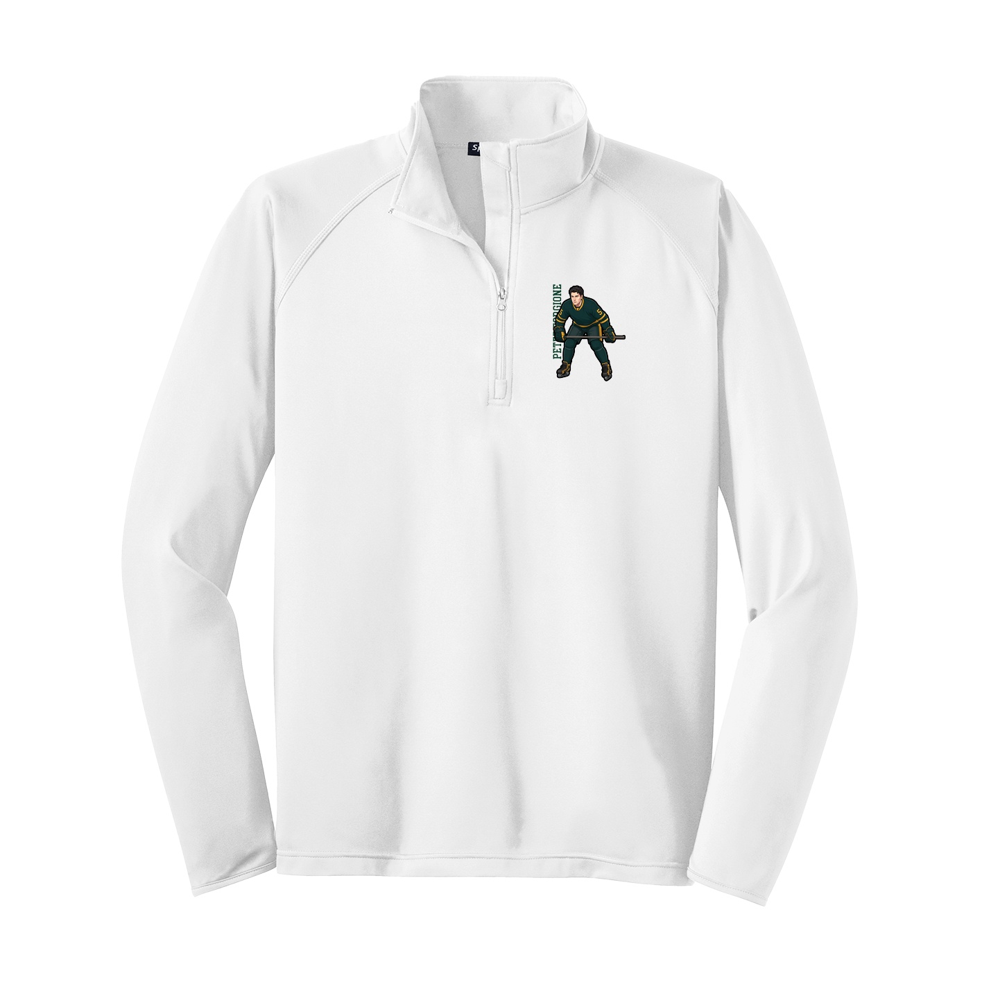 Q-Zip Pullover — Name Vertical in White