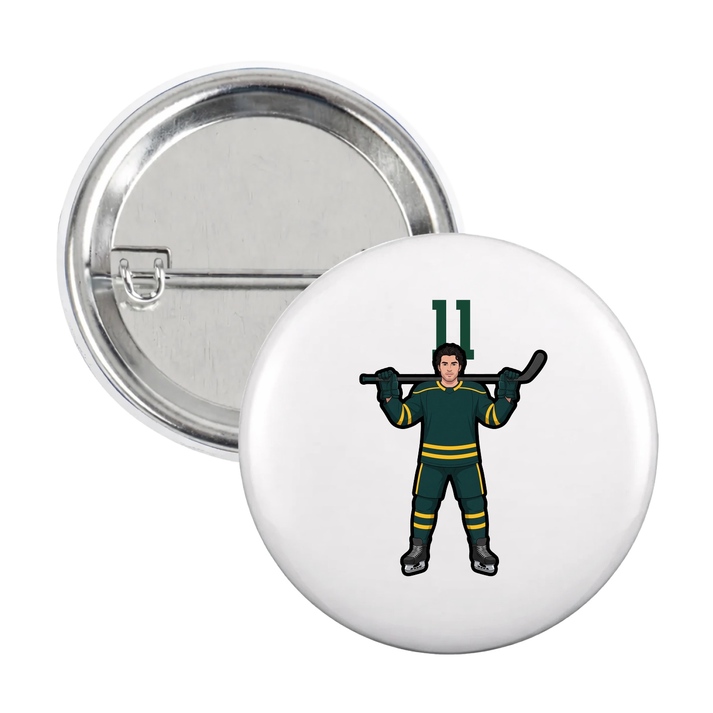 Game Day Button — Number Top in White