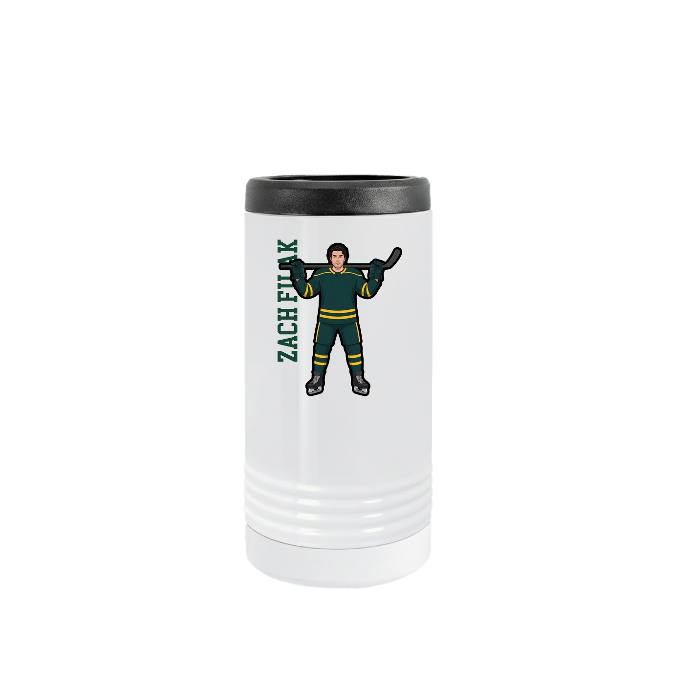 Slim Beverage Holder — Name Vertical in White