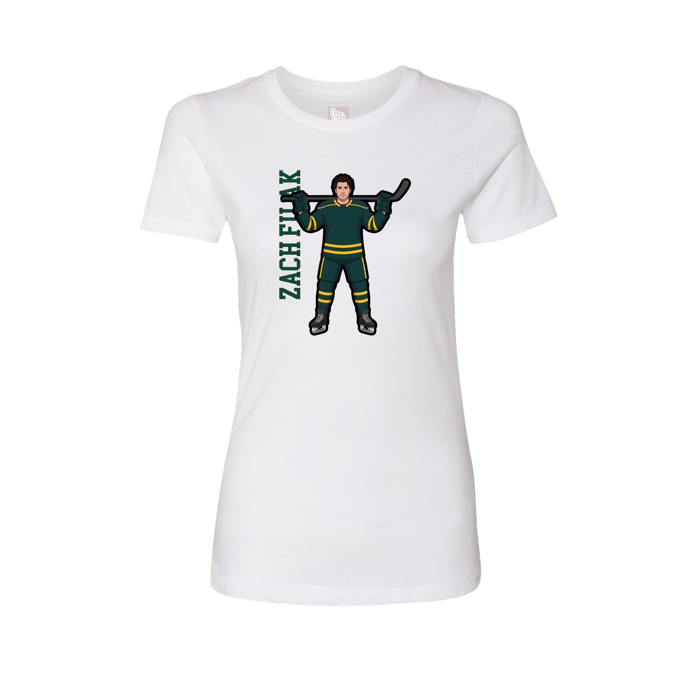 Fitted Women's Tee — Name Vertical in White