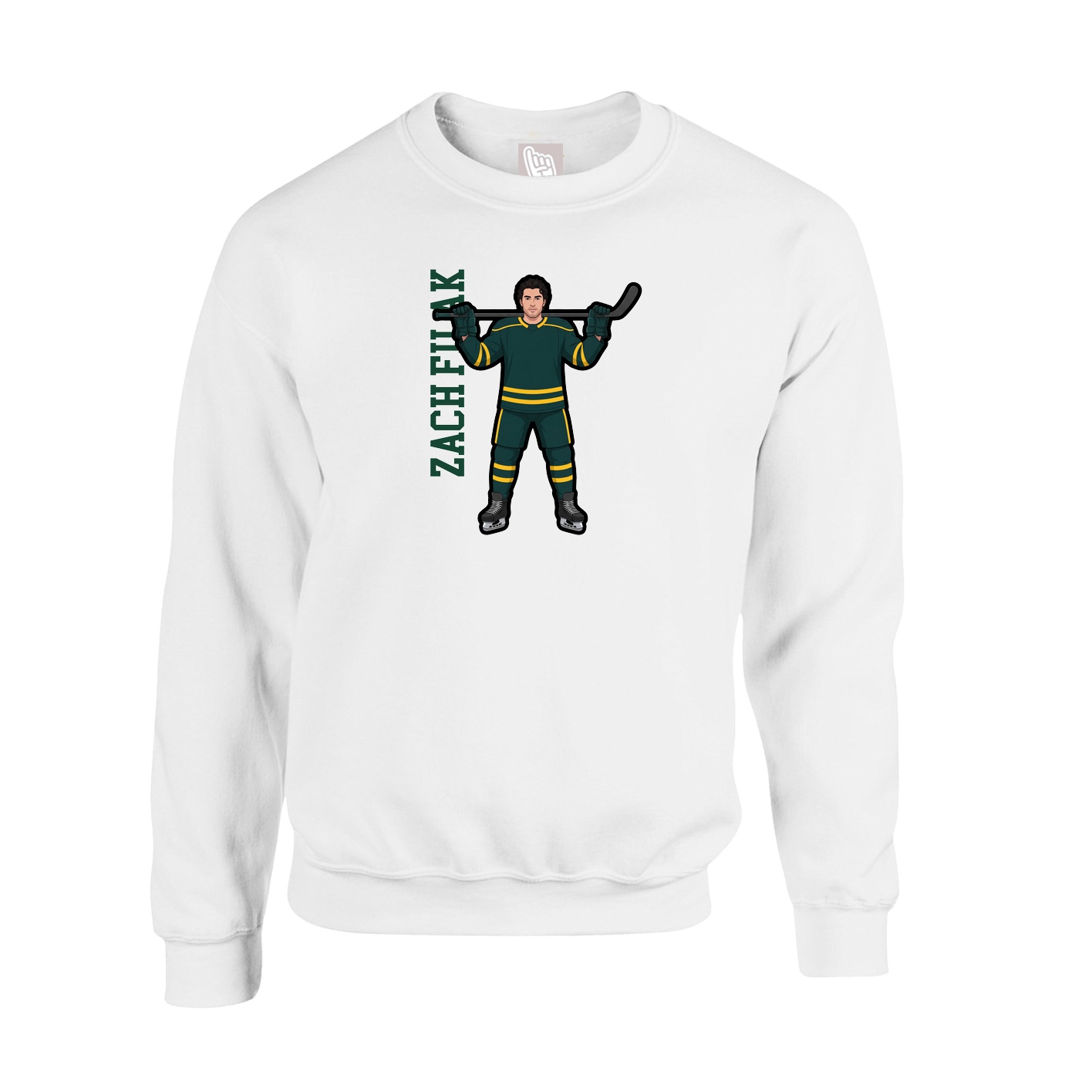 Fleece Crew — Name Vertical in White