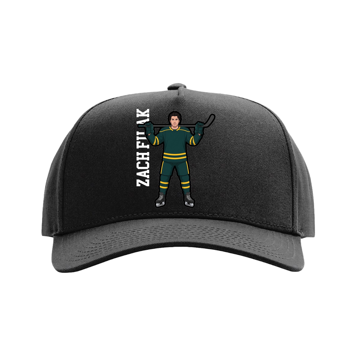 Full Fabric Five-Panel Champ Cap — Name Vertical in Black