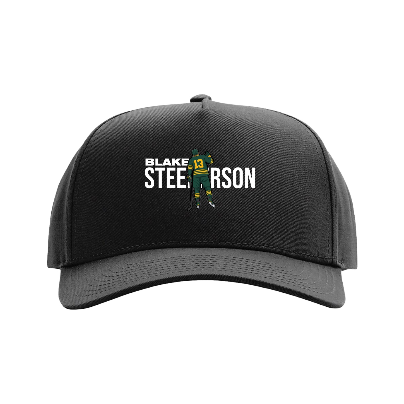 Full Fabric Five-Panel Champ Cap — Player Name in Black