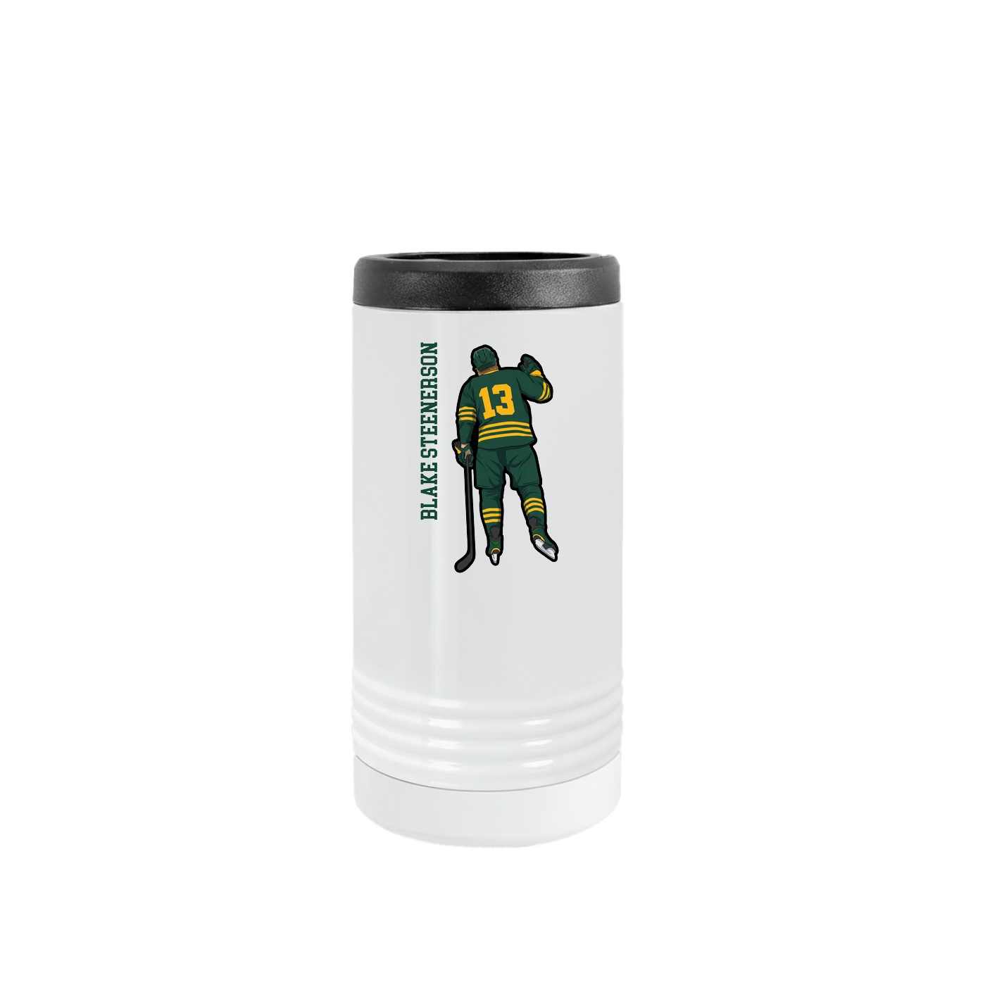 Slim Beverage Holder — Name Vertical in White