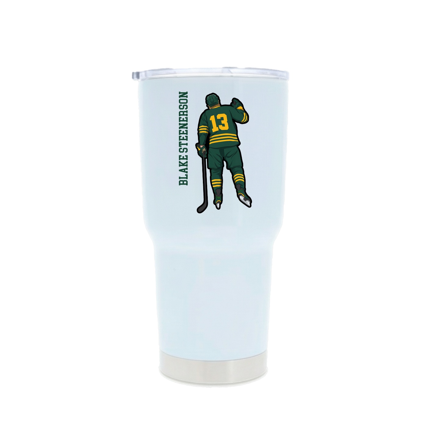 30oz Stainless Steel Tumbler — Name Vertical in White
