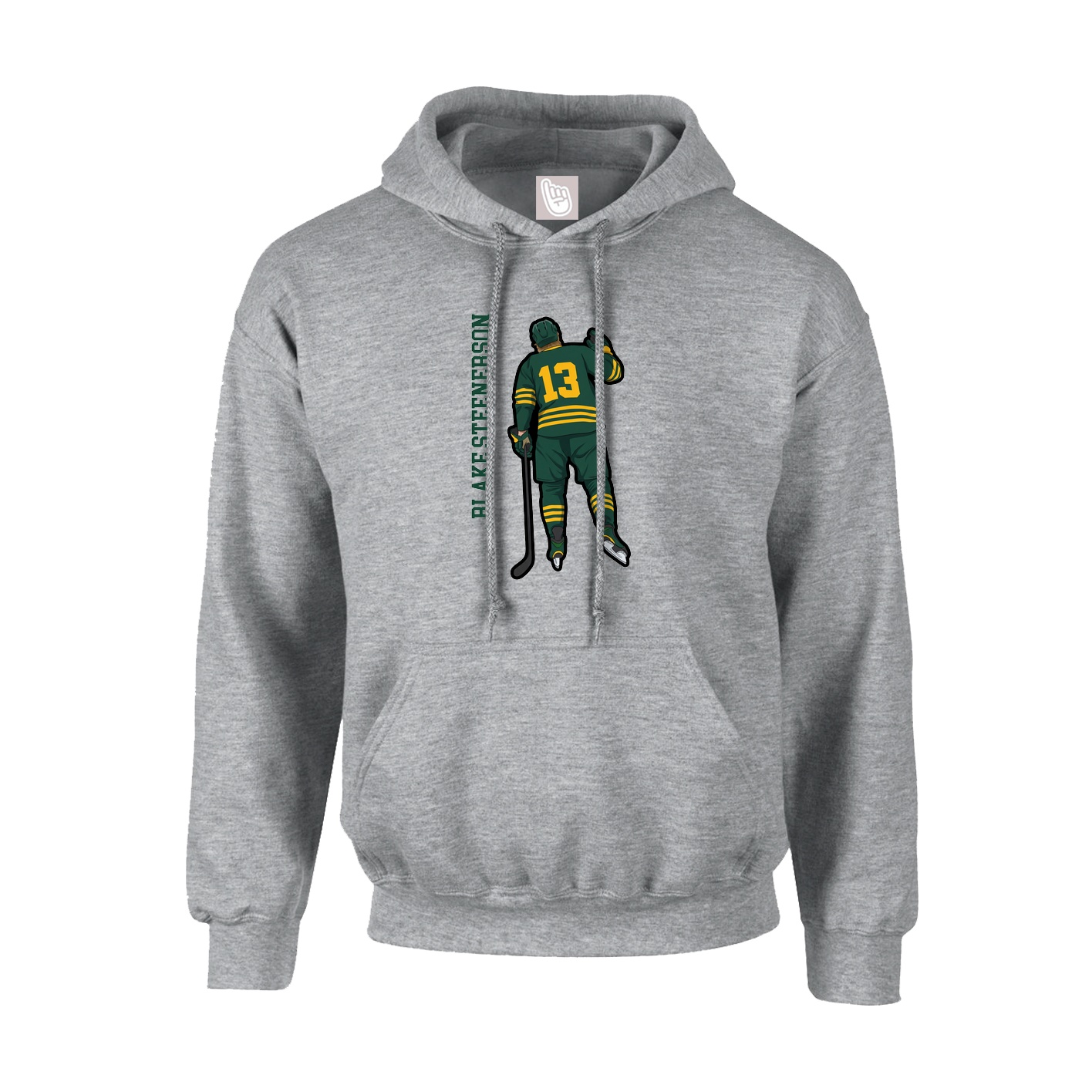 Hoodie — Name Vertical in Grey