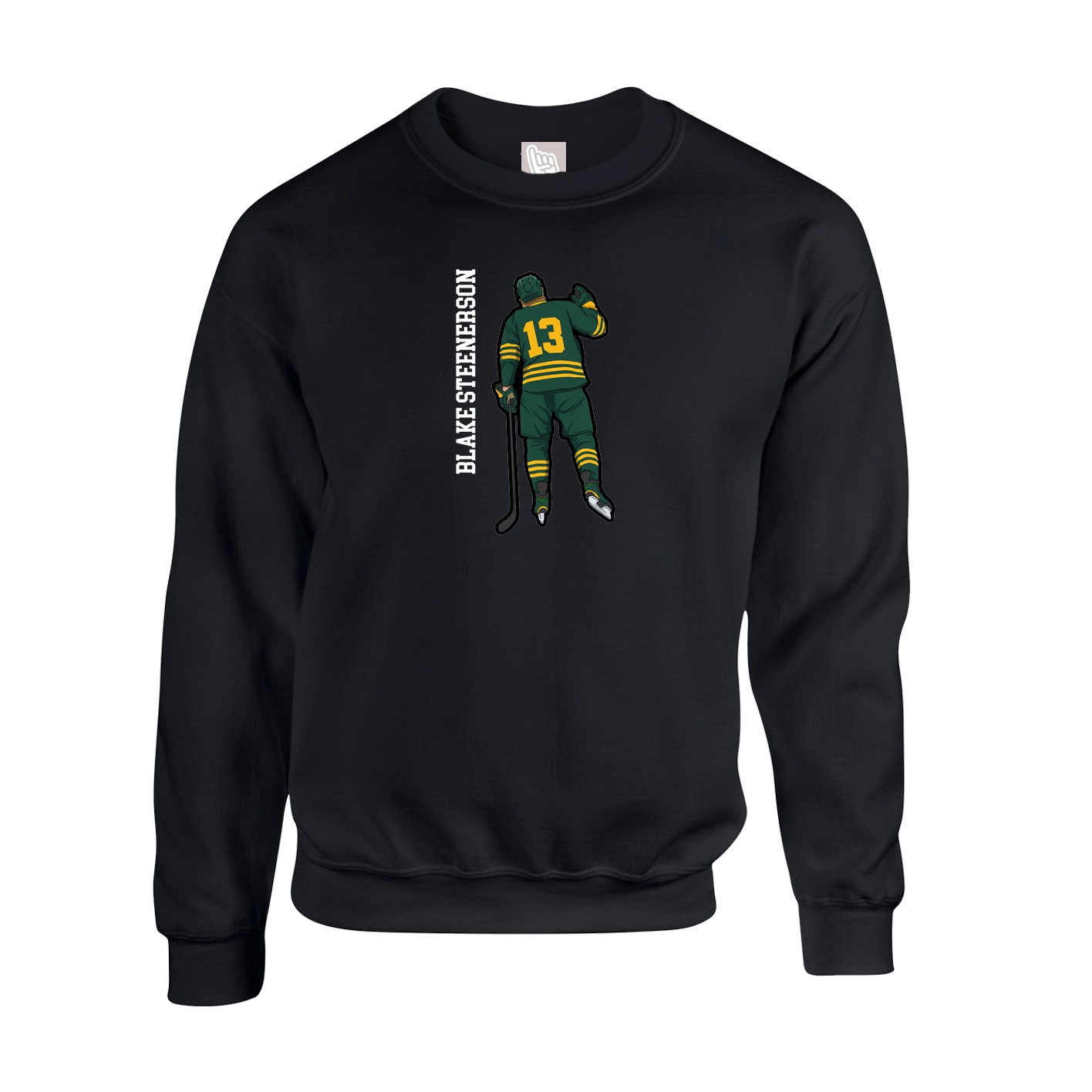 Fleece Crew — Name Vertical in Black