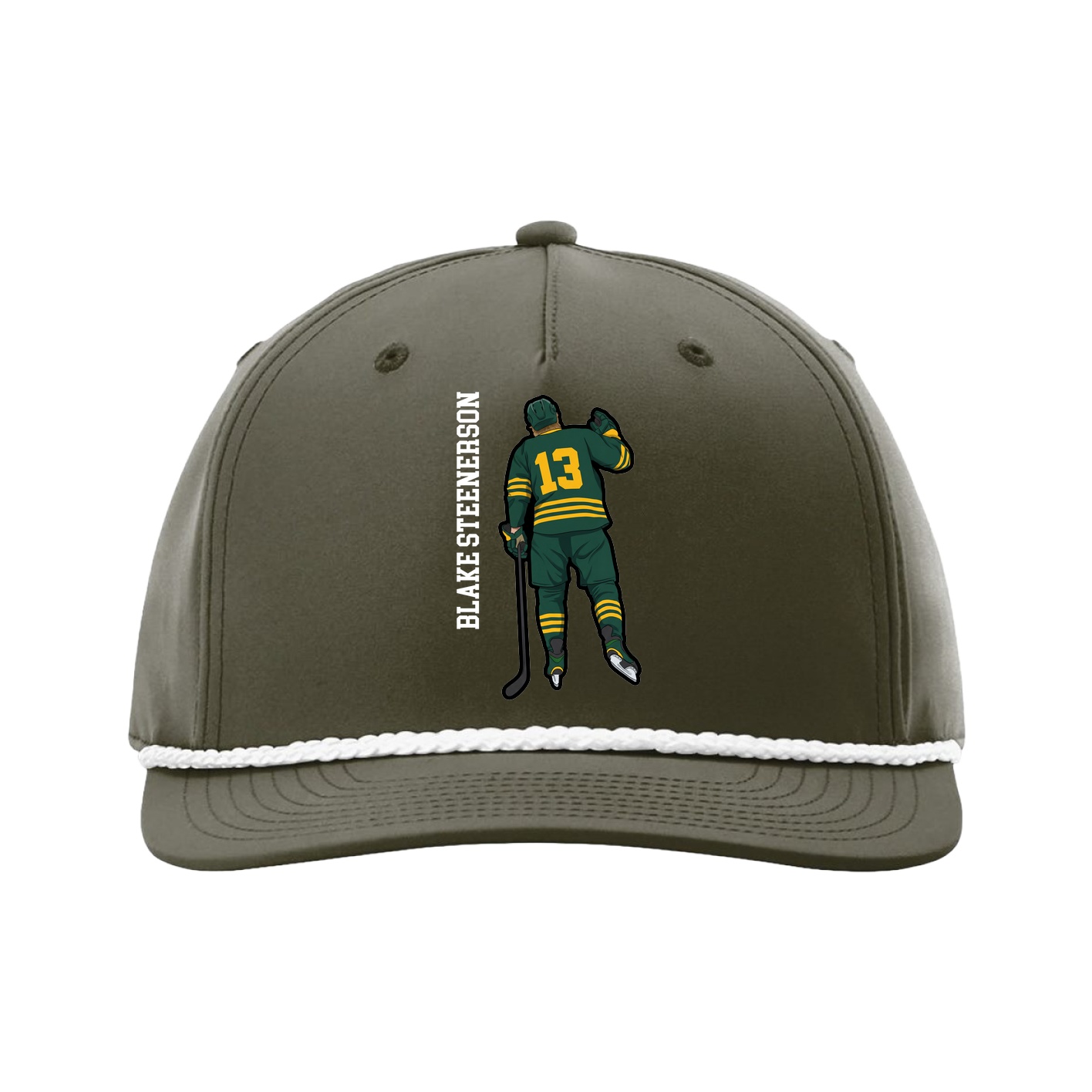 Five-Panel Classic Rope Cap — Name Vertical in Green