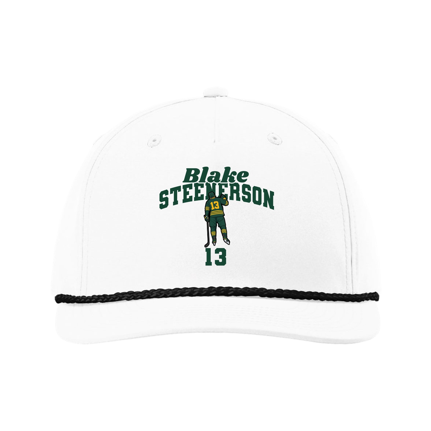 Five-Panel Classic Rope Cap — Signature Arch in White