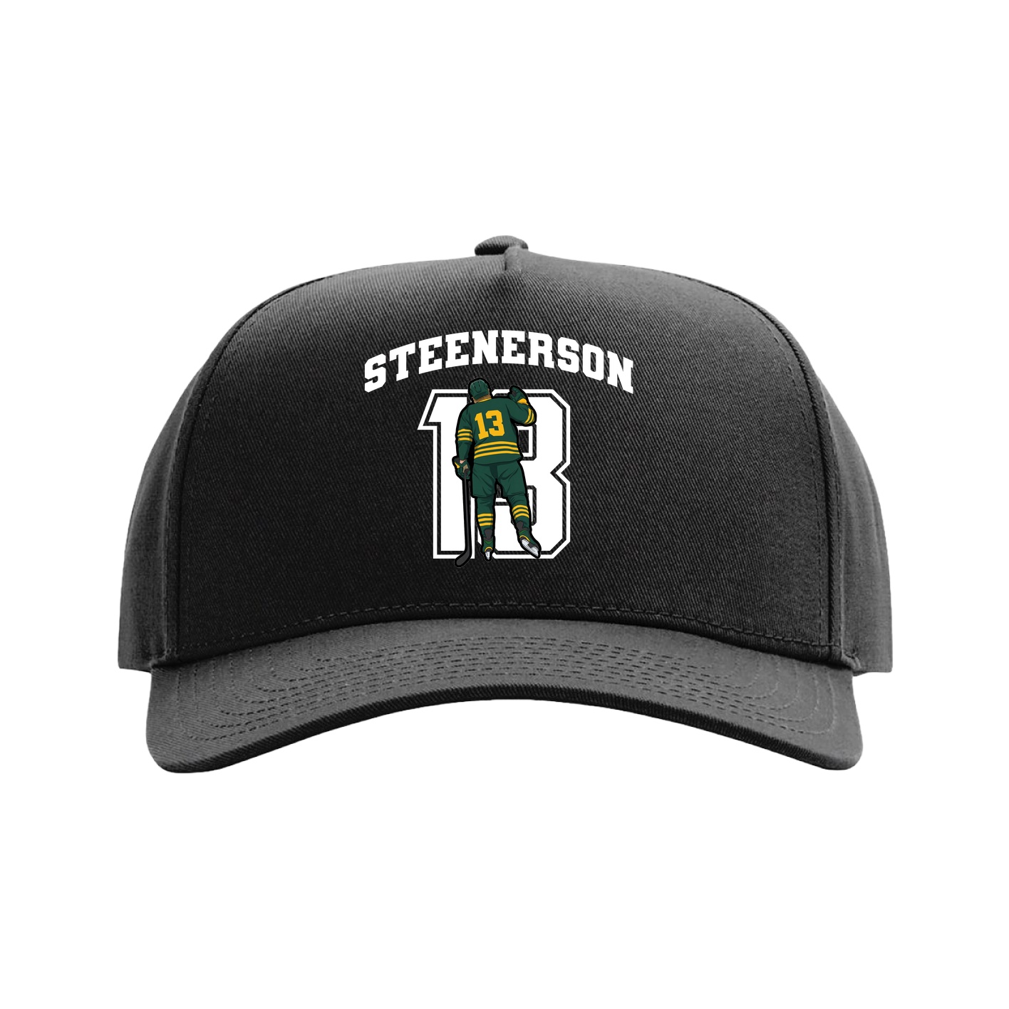 Full Fabric Five-Panel Champ Cap — Number in Black