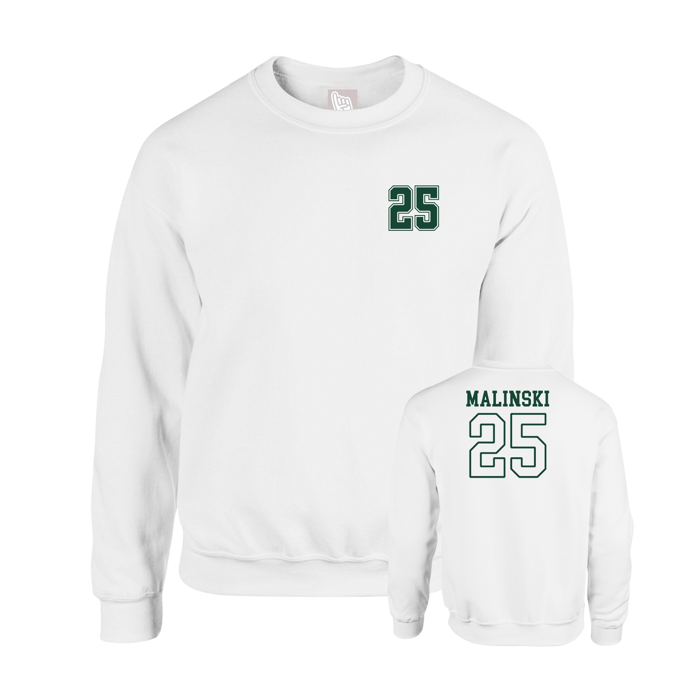 Fleece Crew — Chest Back in White