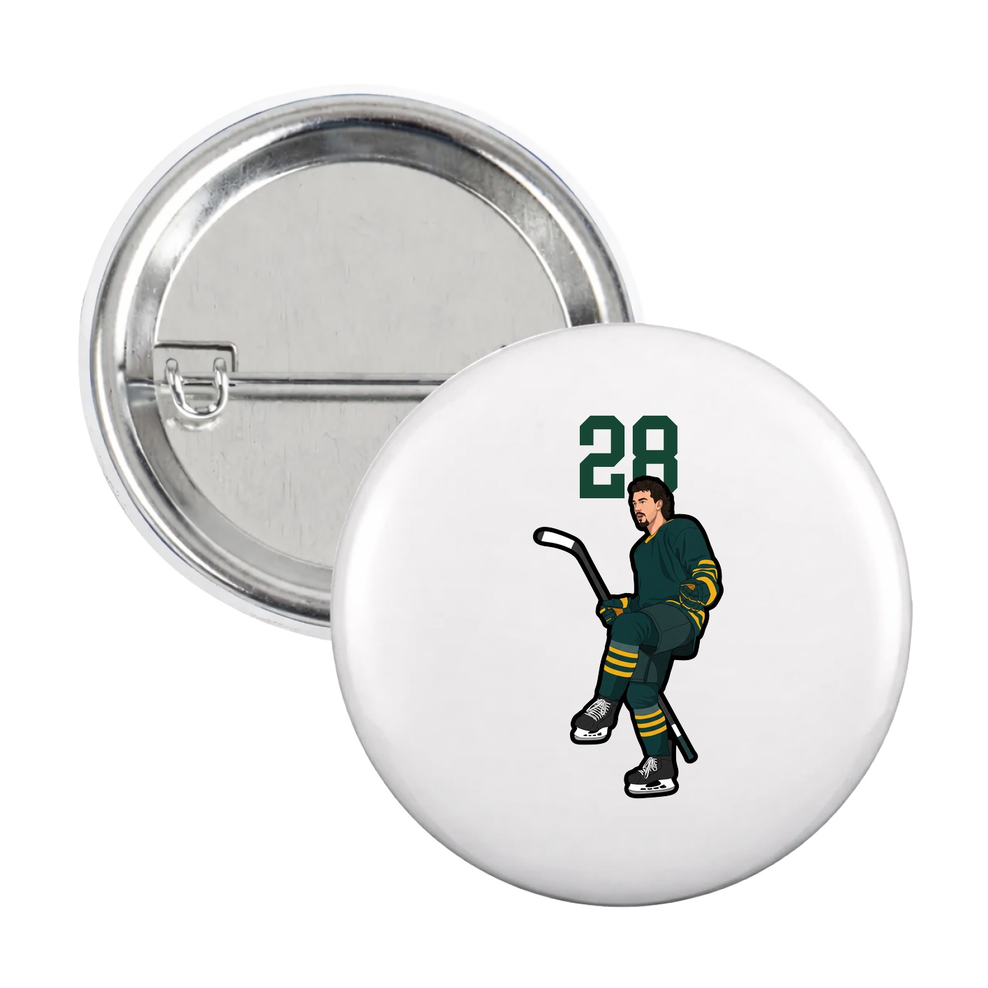 Game Day Button — Number Top in White