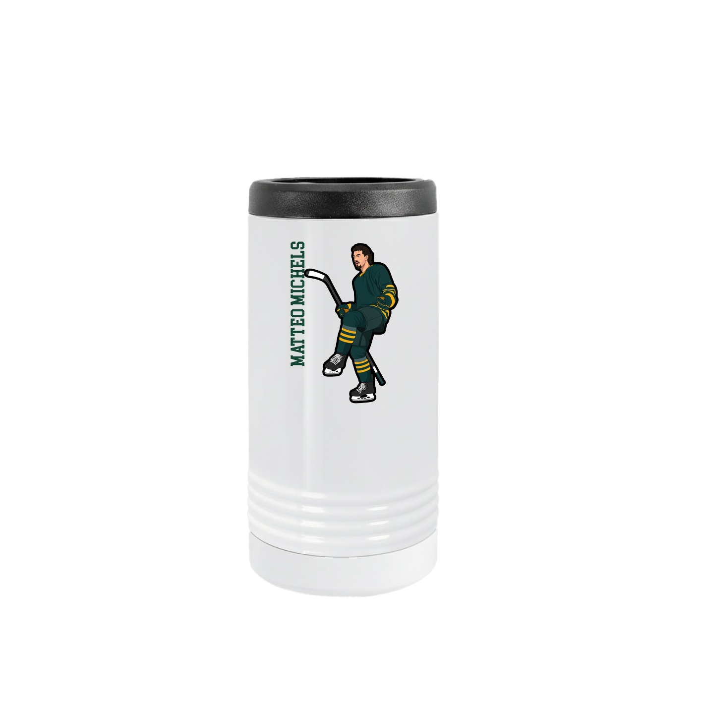 Slim Beverage Holder — Name Vertical in White