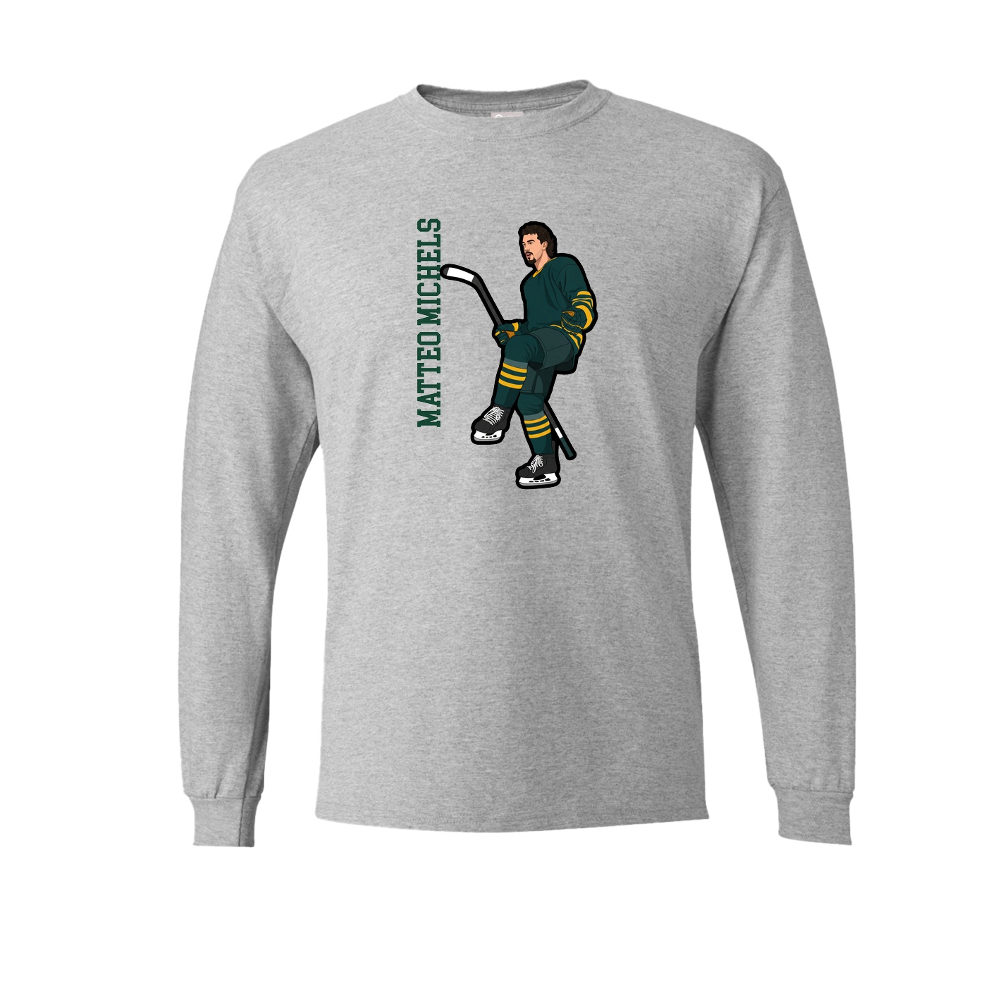 Long Sleeve Tee — Name Vertical in Grey