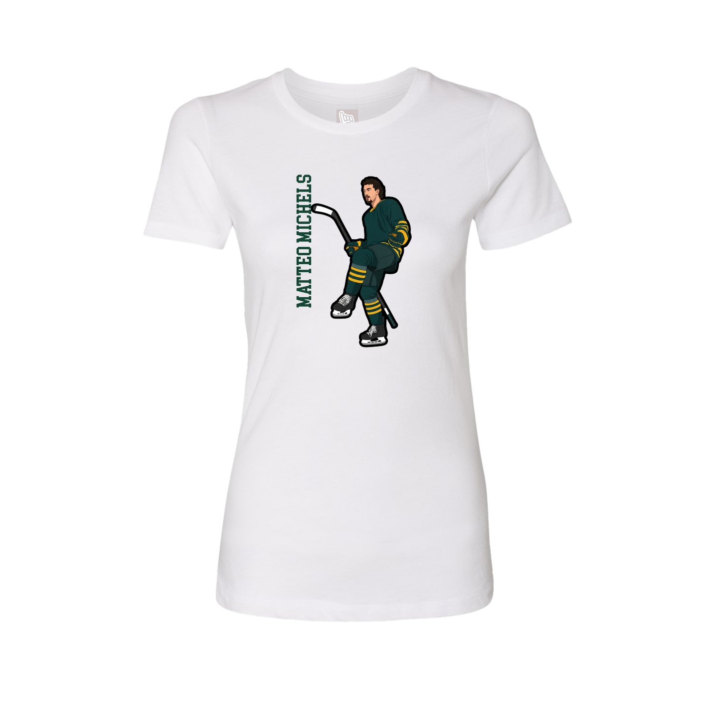 Fitted Women's Tee — Name Vertical in White