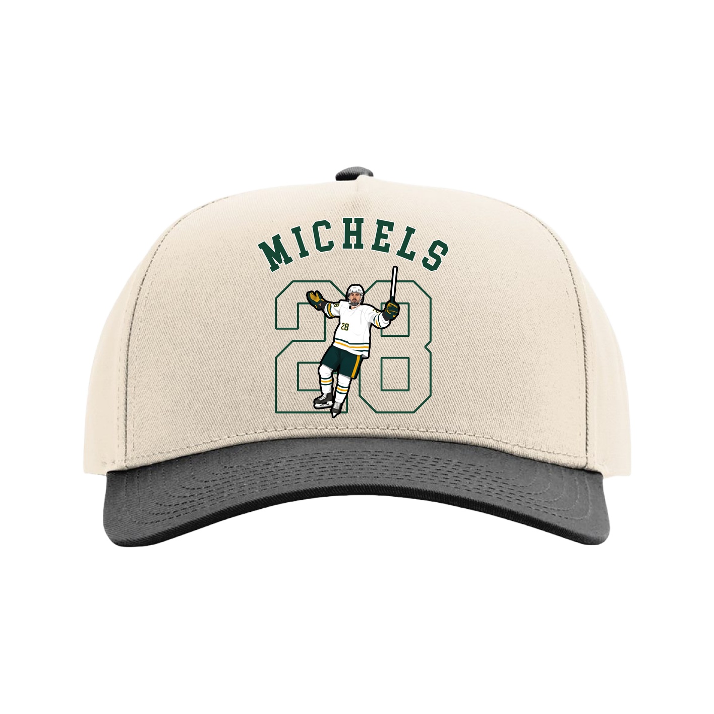 Full Fabric Five-Panel Champ Cap — Shirsey Arch in Cream/Black