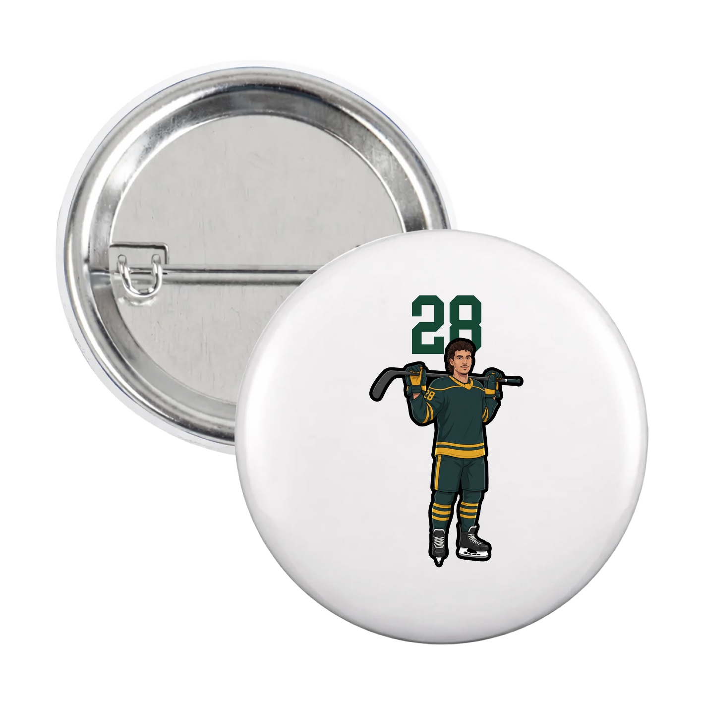 Game Day Button — Number Top in White
