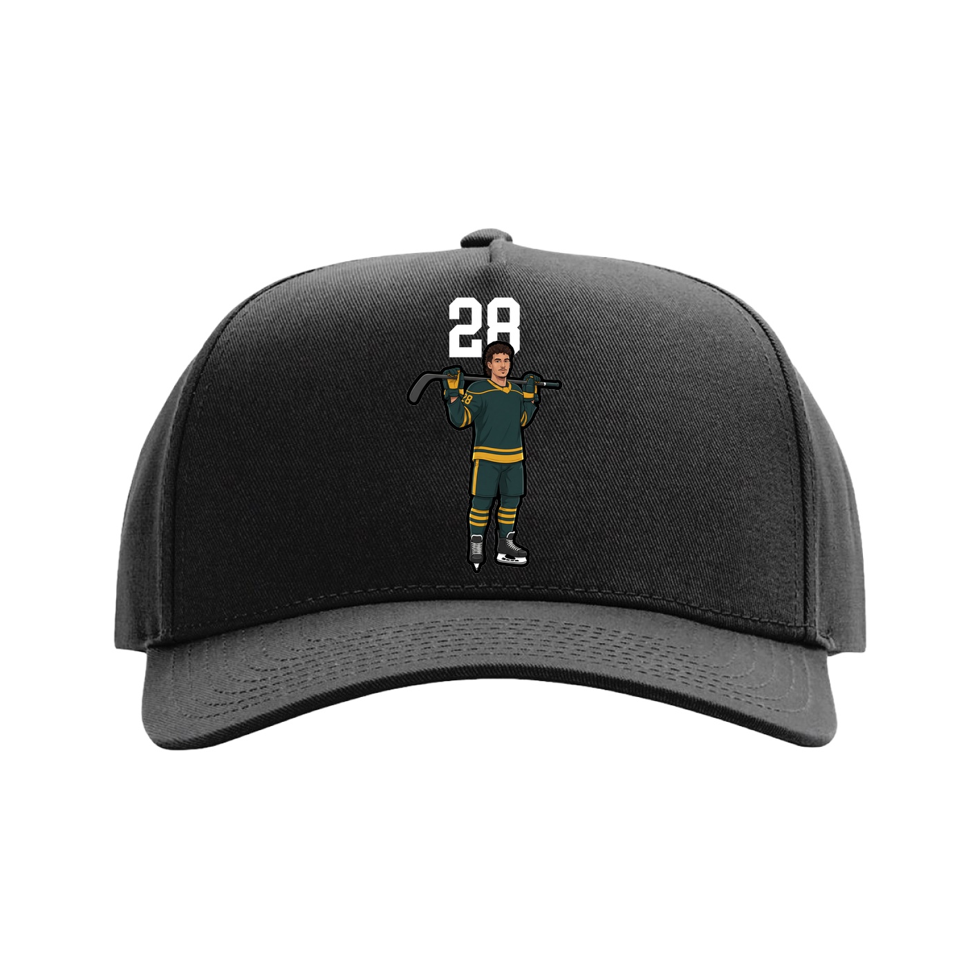 Full Fabric Five-Panel Champ Cap — Number Top in Black