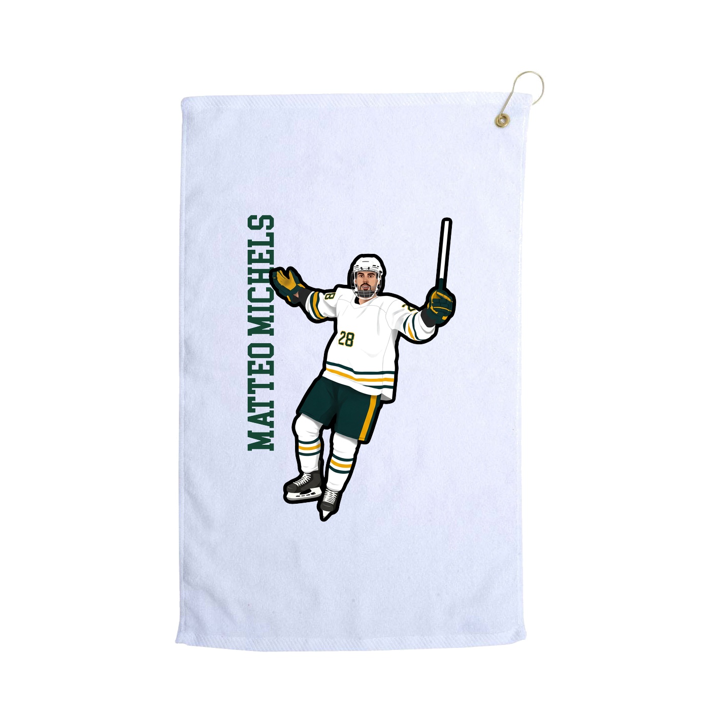 Golf Towel — Name Vertical in White