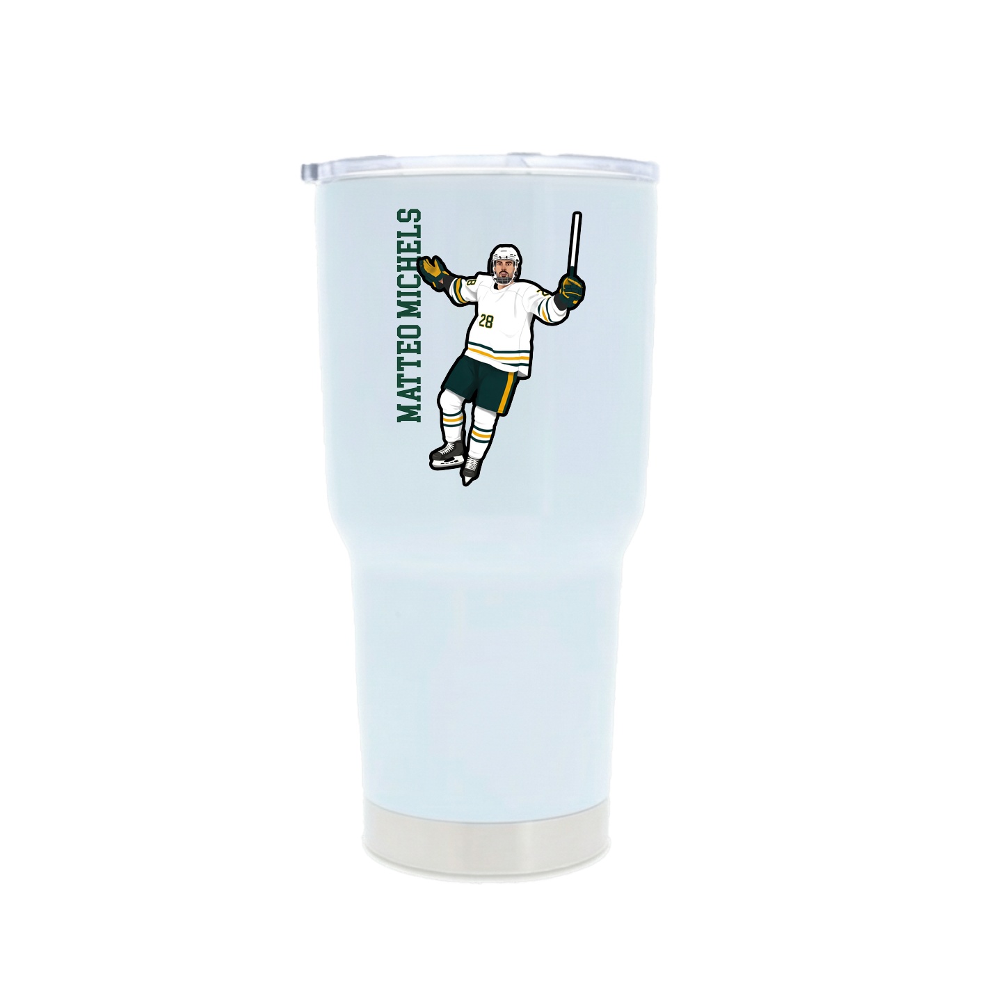 30oz Stainless Steel Tumbler — Name Vertical in White