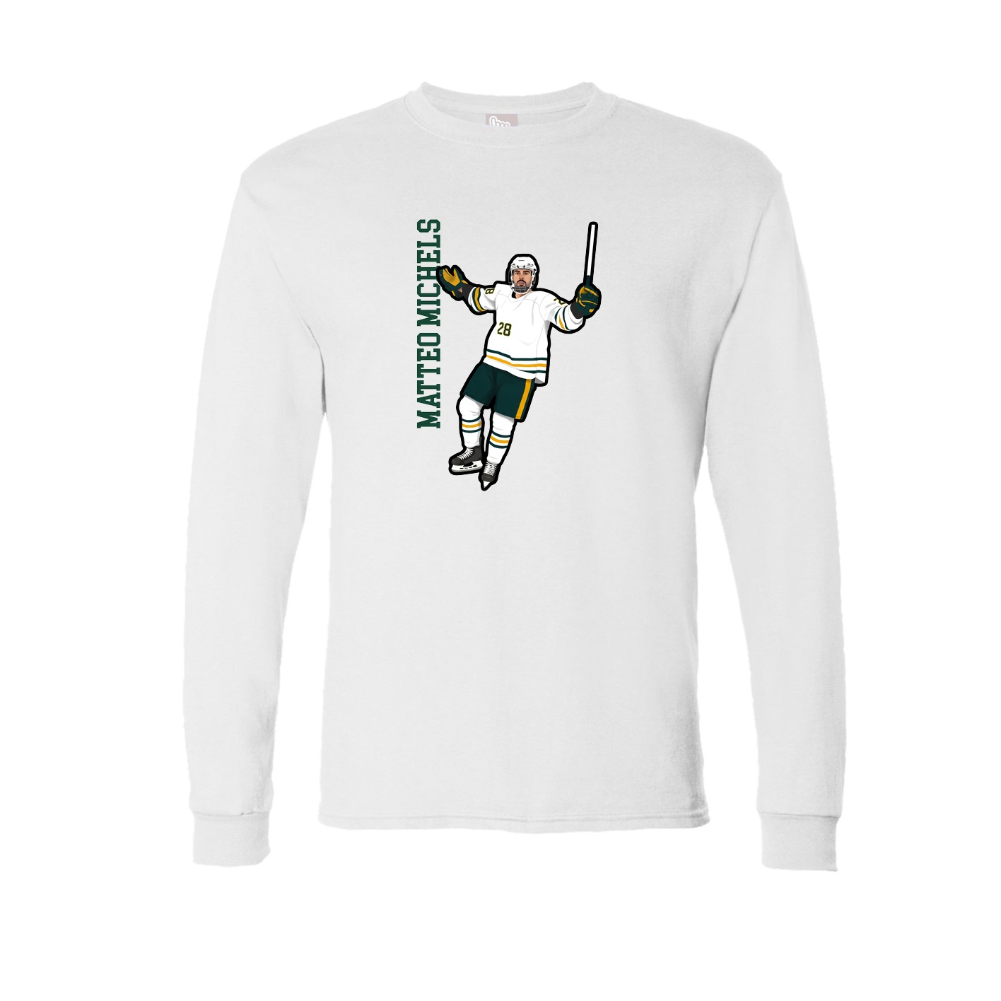 Long Sleeve Tee — Name Vertical in White