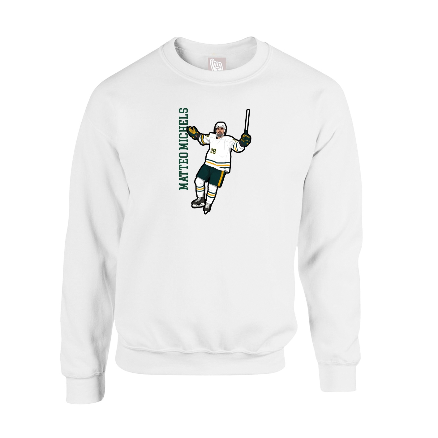 Fleece Crew — Name Vertical in White