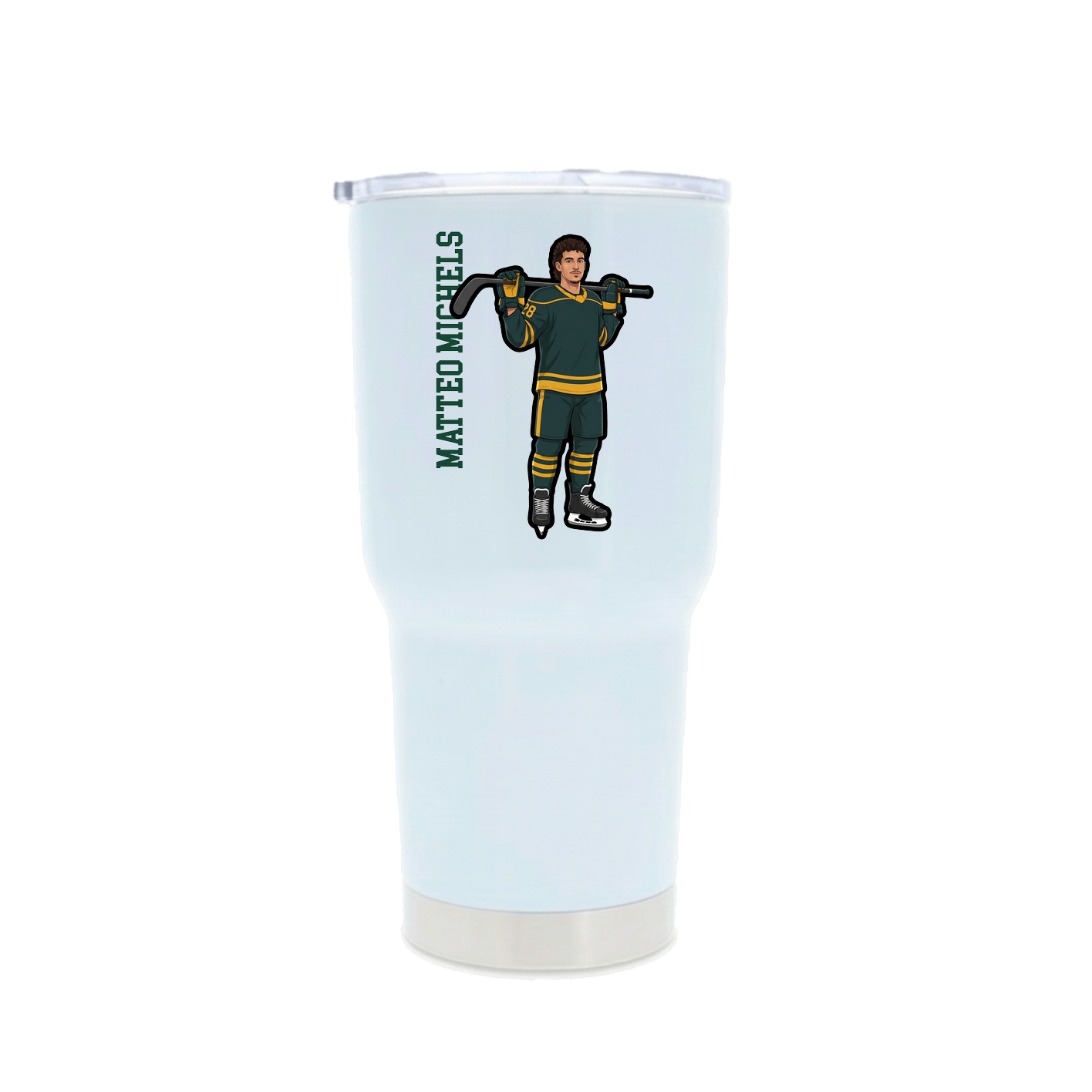 30oz Stainless Steel Tumbler — Name Vertical in White