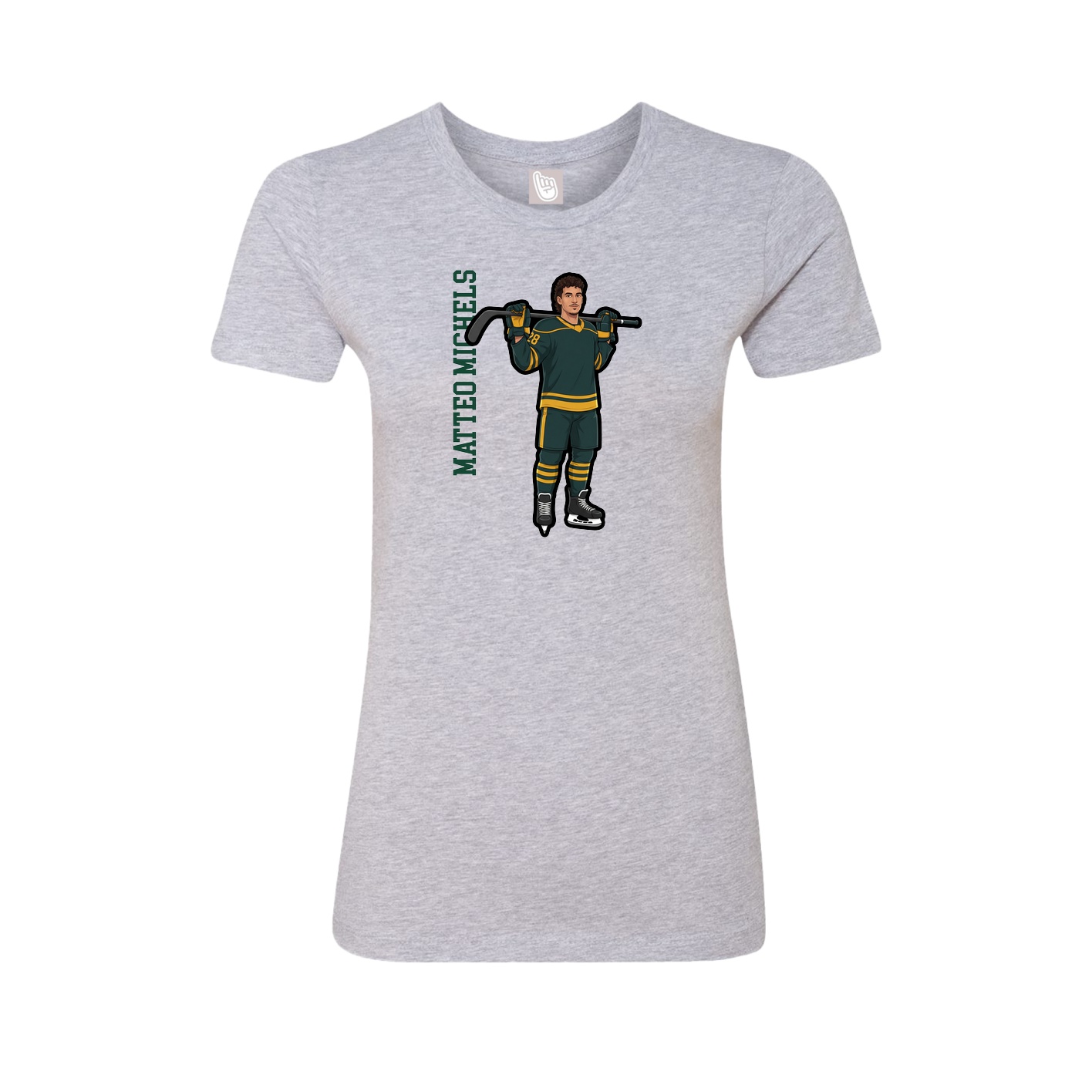 Fitted Women's Tee — Name Vertical in Grey