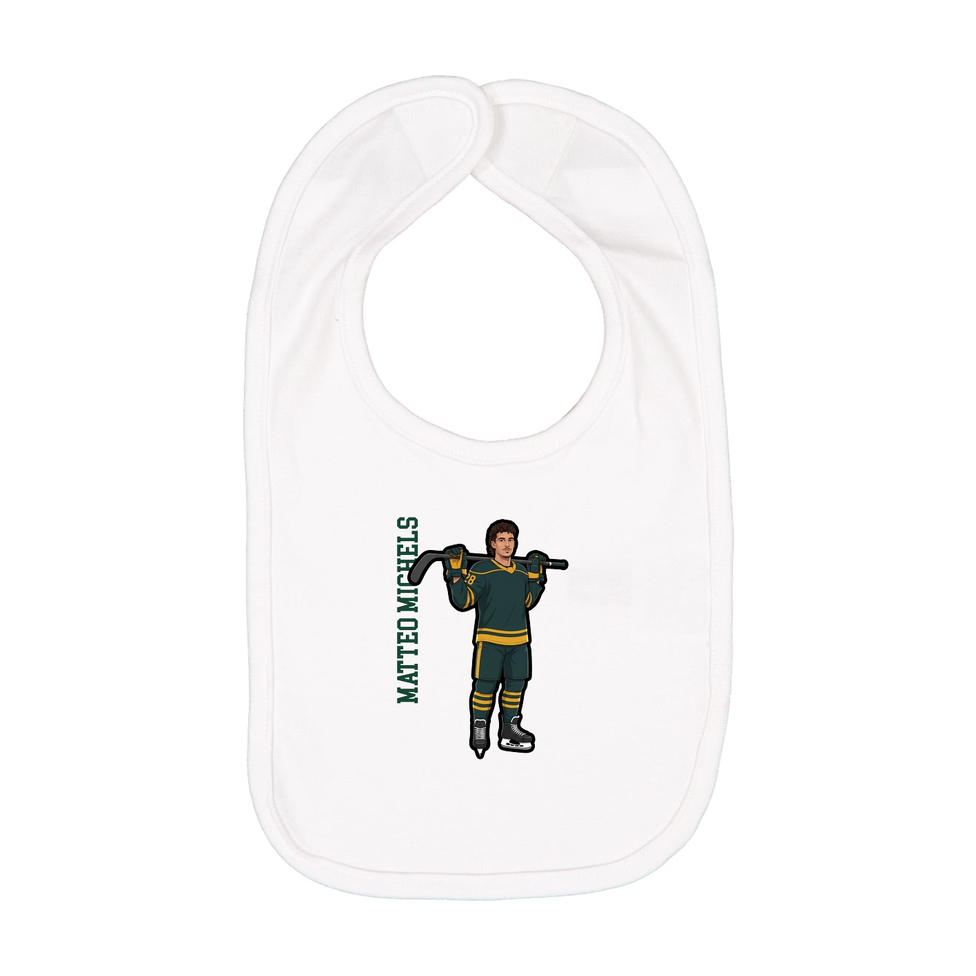 Infant Bib — Name Vertical in White