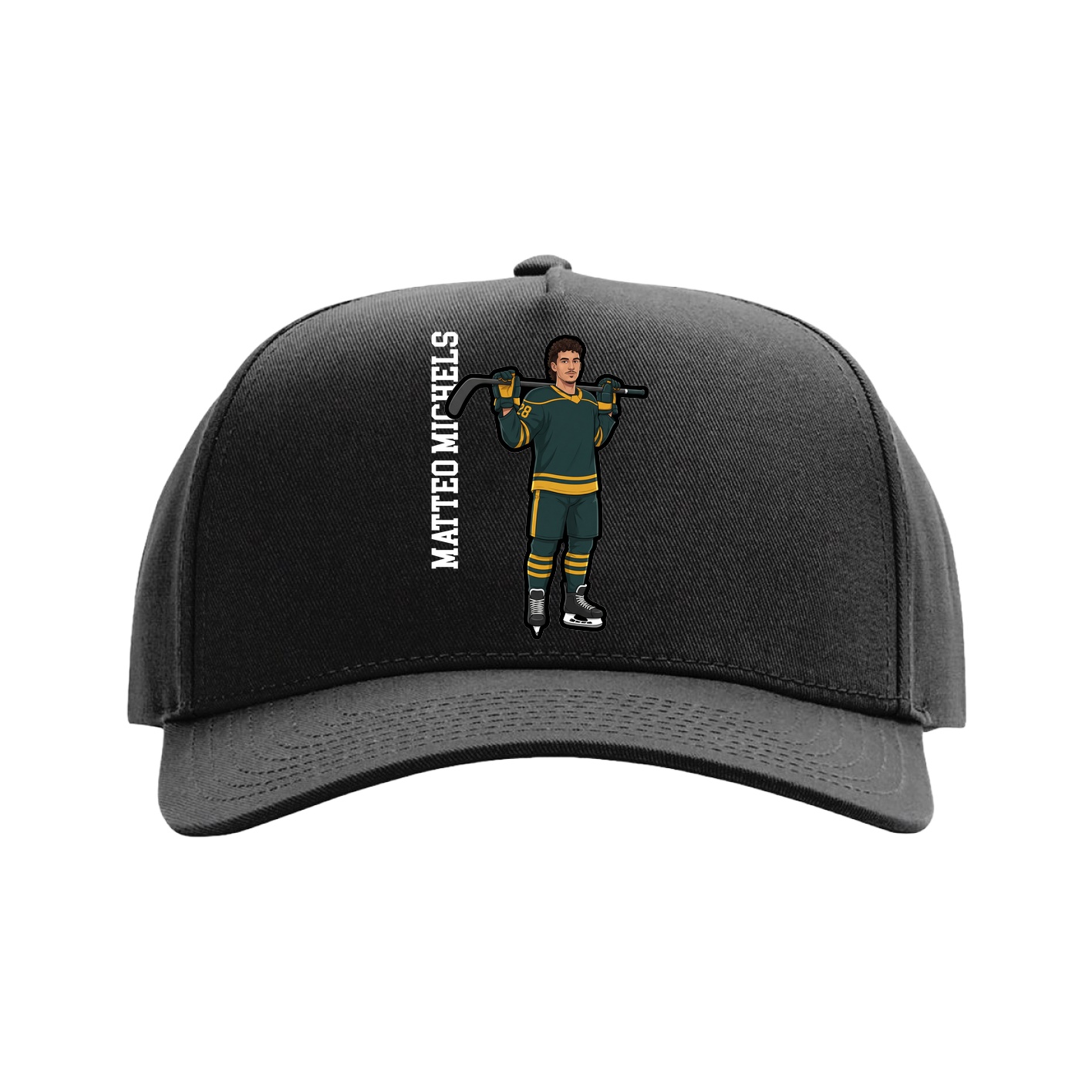 Full Fabric Five-Panel Champ Cap — Name Vertical in Black