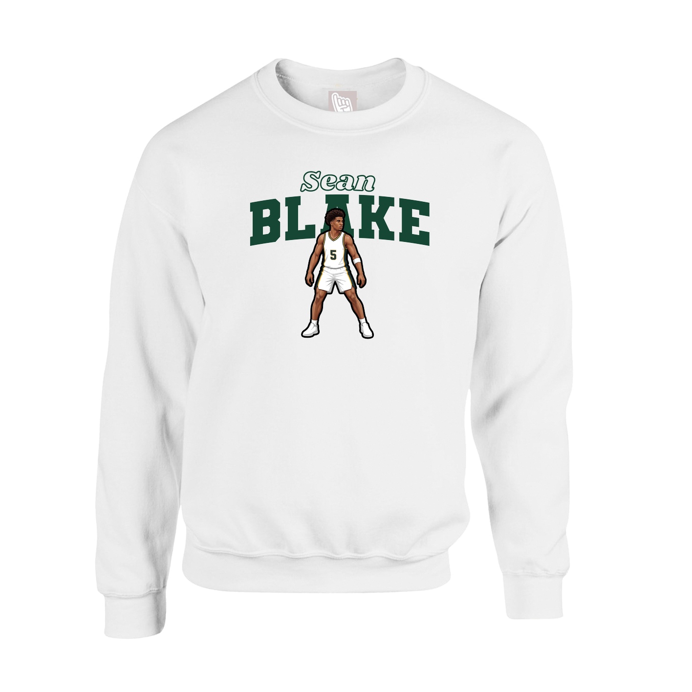Fleece Crew — Name Arch in White