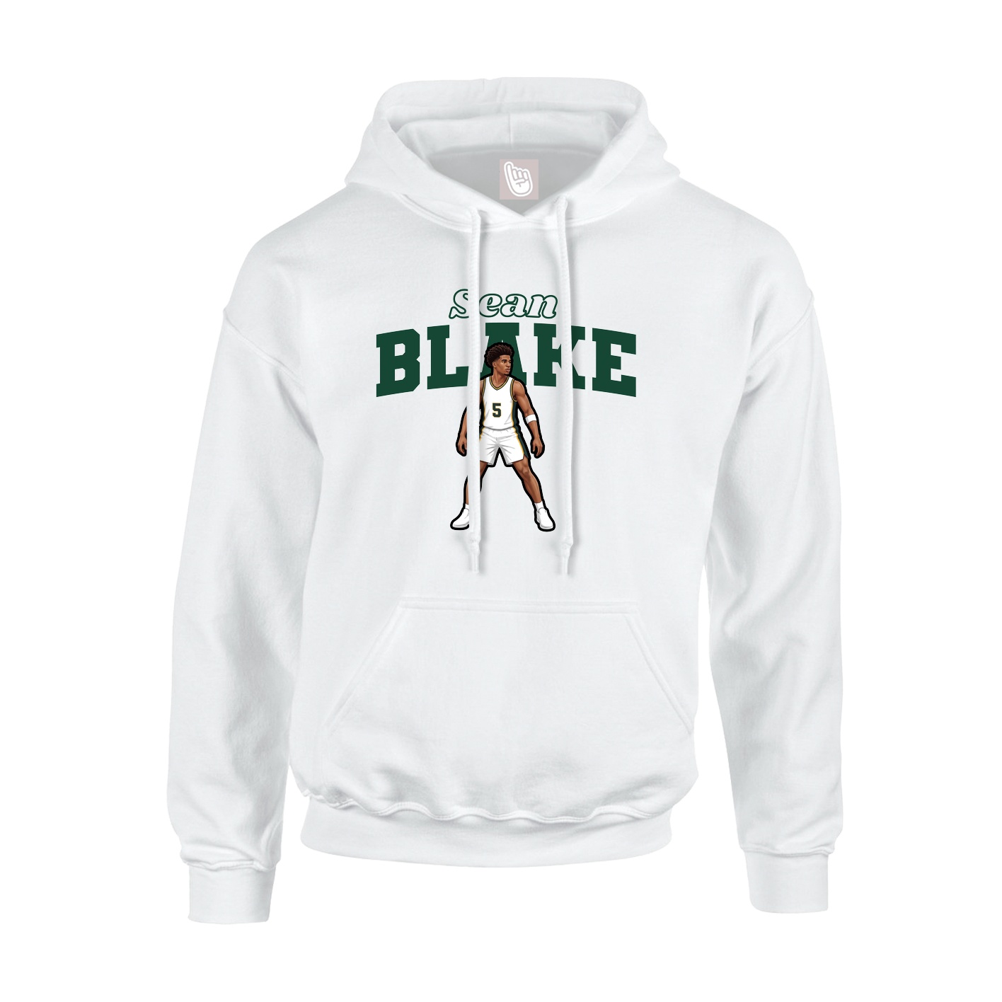 Youth Hoodie — Name Arch in White