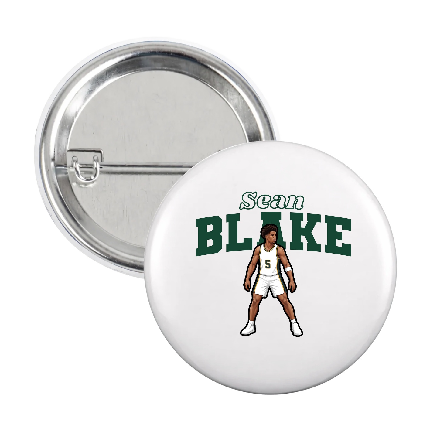 Game Day Button — Name Arch in White